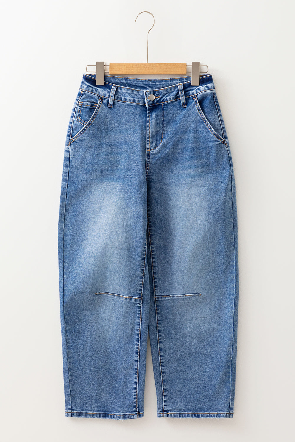 Dusk Blue High Waist Straight Leg Ankle Jeans