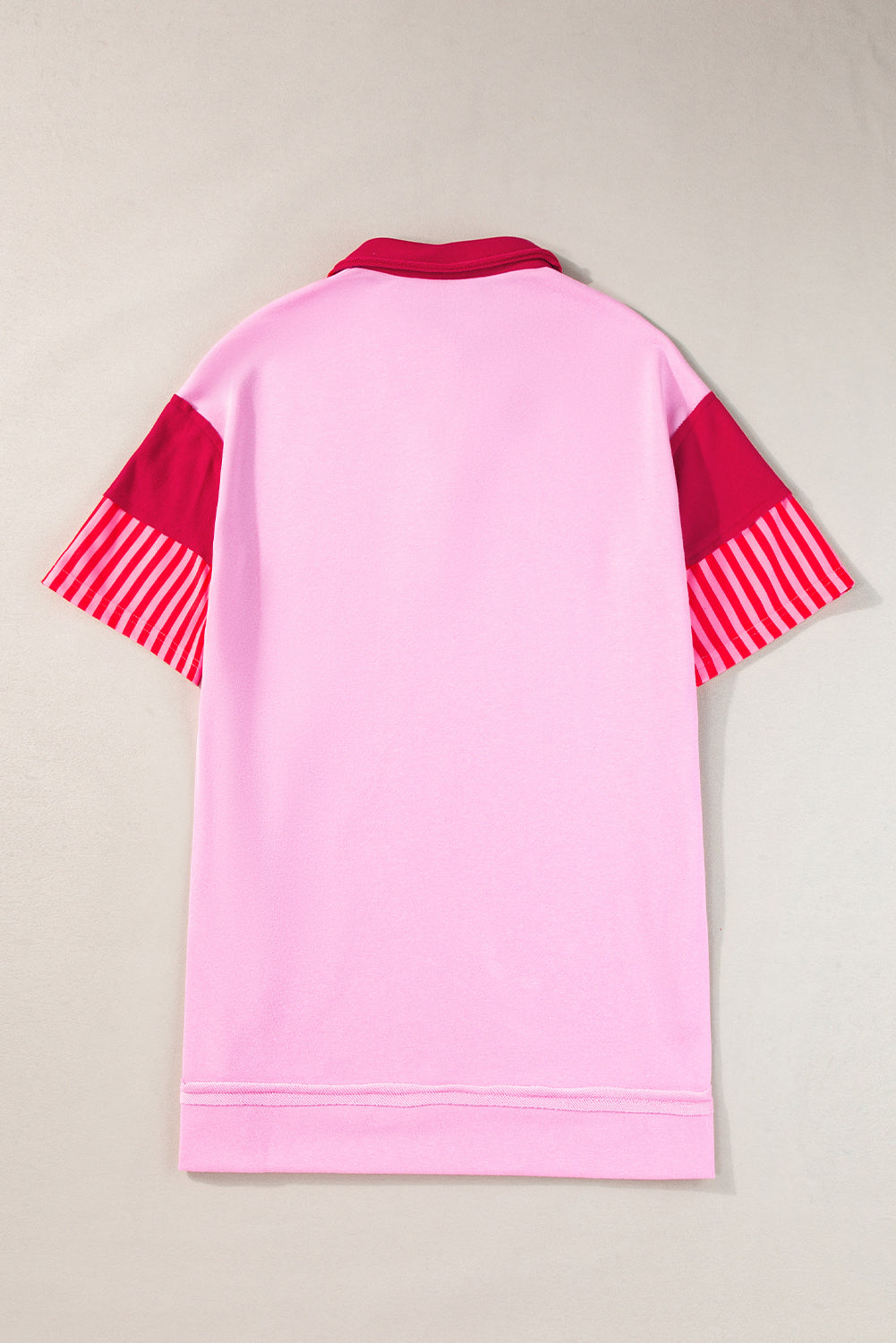 Pink Stripe Colorblock Patchwork Short Sleeve T Shirt Dress