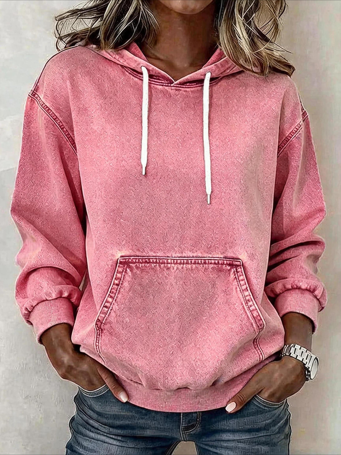 Solid Color Long Sleeve Vintage Spring/Fall Hoodie