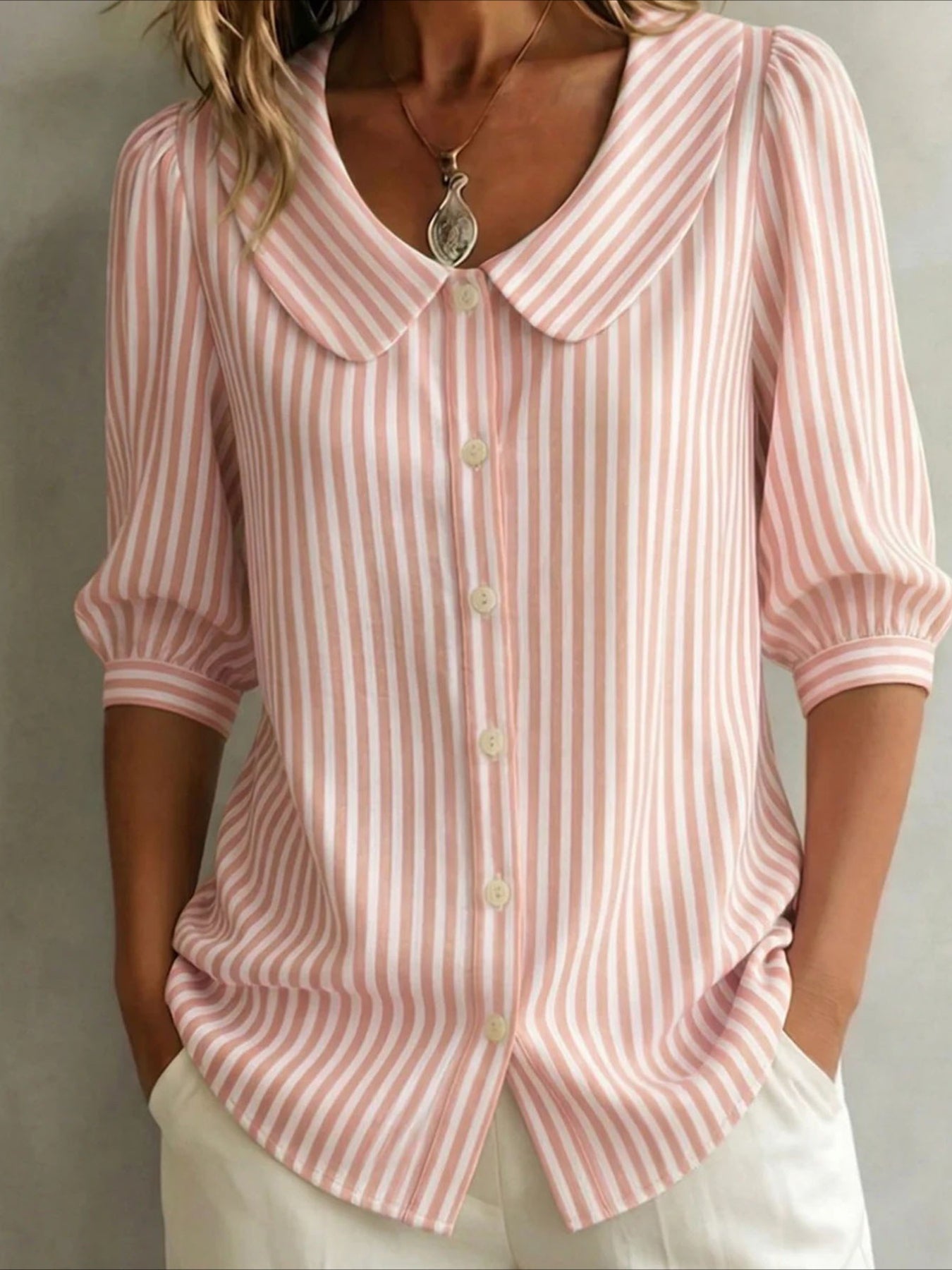 Short Sleeve Striped V-Neck T-Shirt