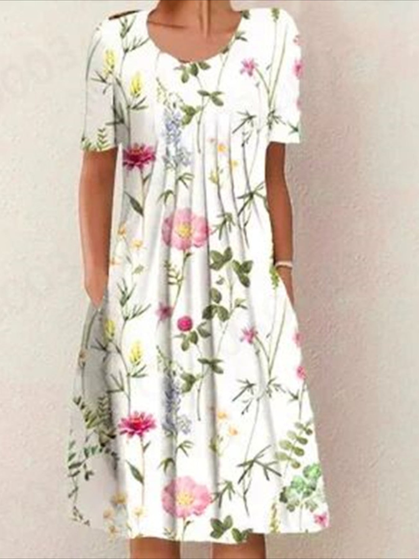 Casual Vacation Commute Floral Print Round Neck Short Sleeve Dress