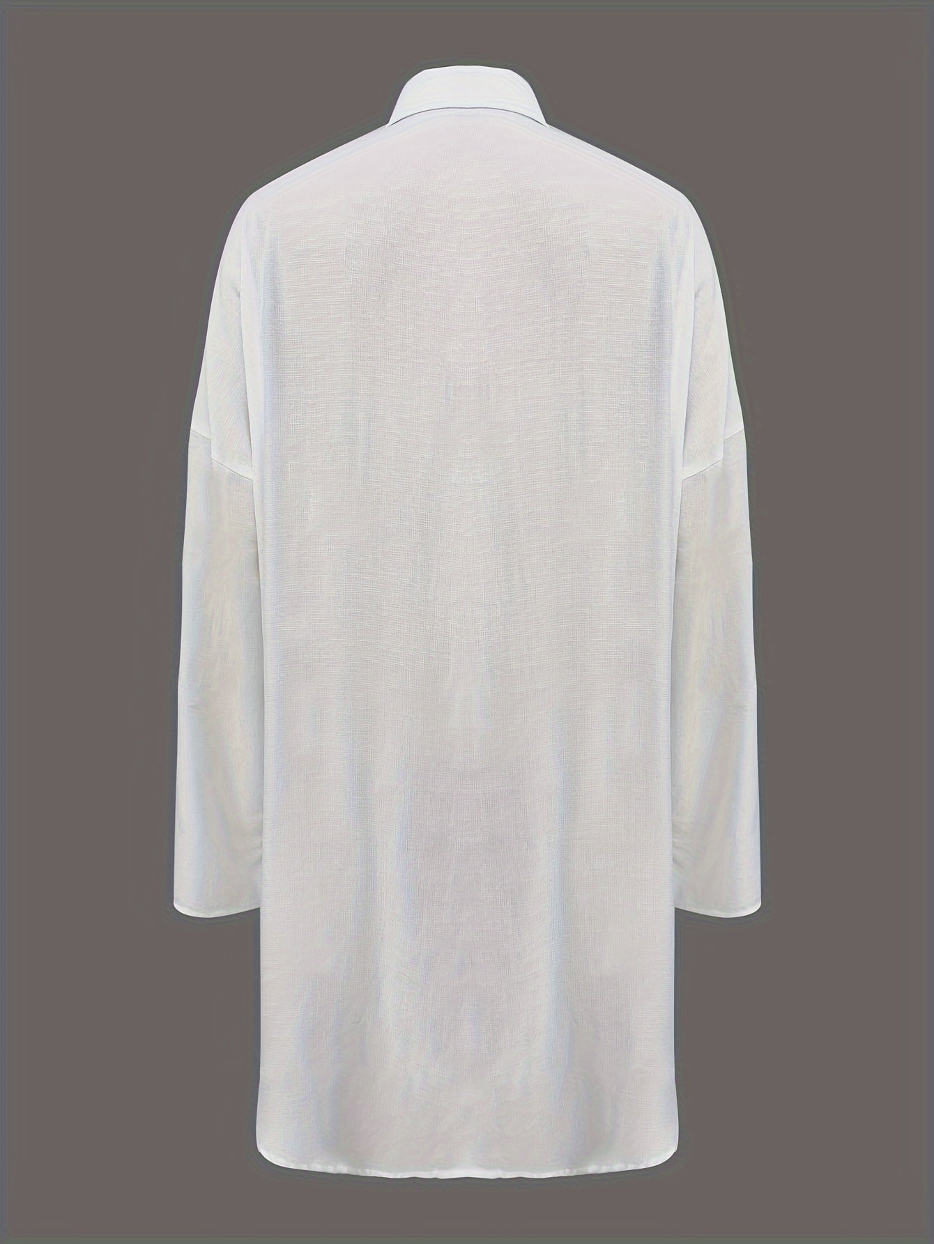 Solid Color Button Front Shirt Dress, Casual Long Sleeve Lapel Dress