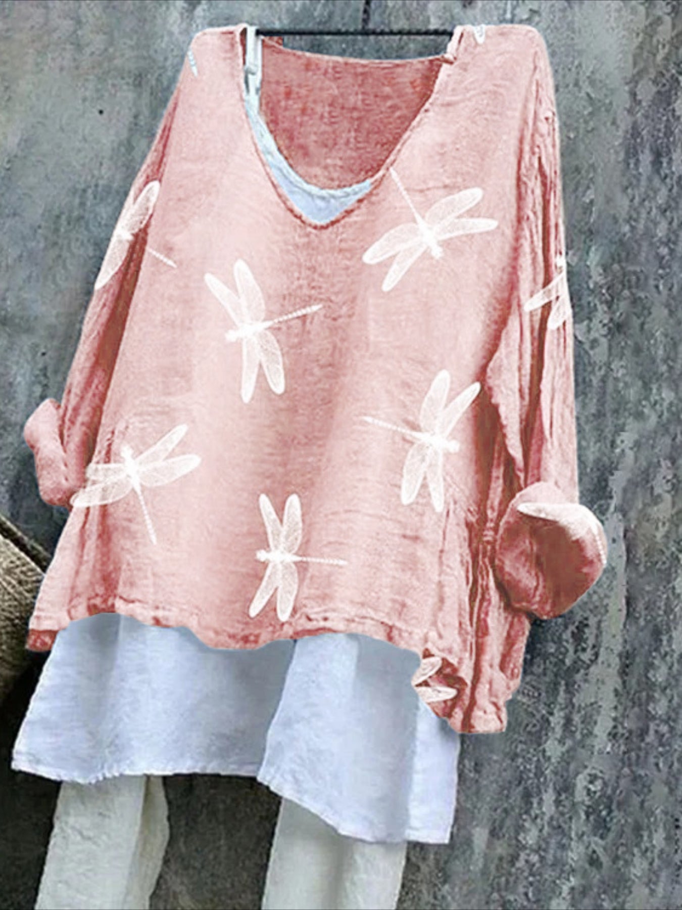 Vintage Animal V Neck Long Sleeve T-shirt