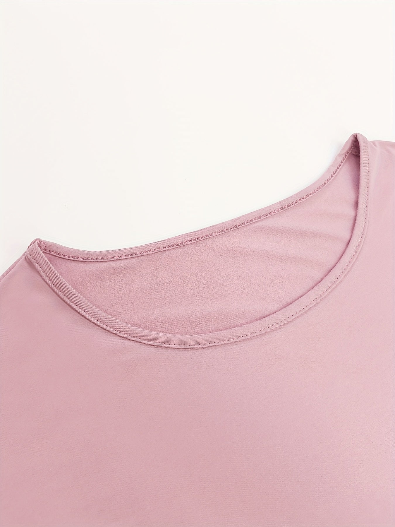 Fringe Hem Solid  T-Shirt, Crew Neck Short Sleeve T-Shirt
