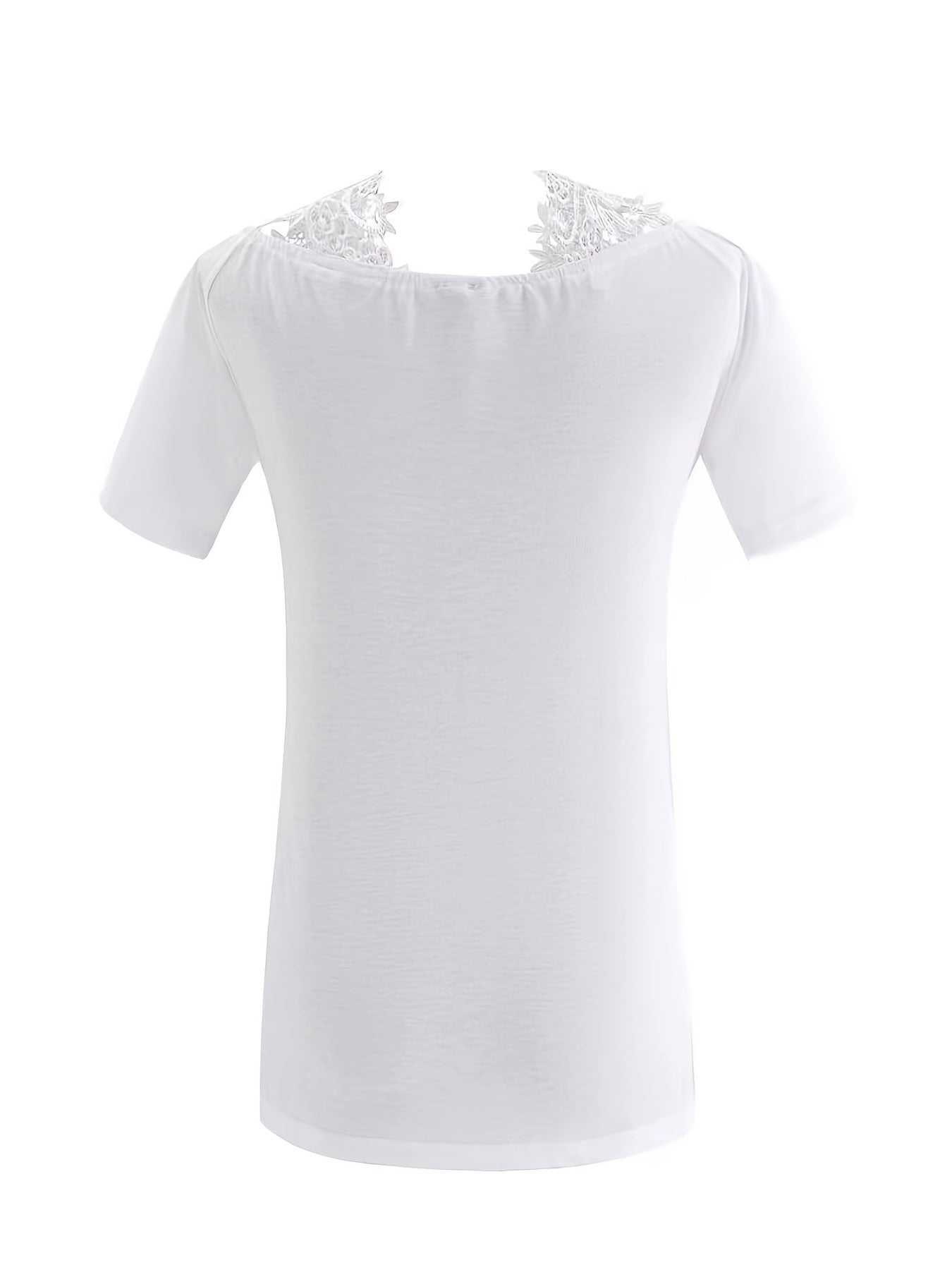 Solid Stitching Floral Print Short Sleeve Top, Casual Everyday T-Shirt