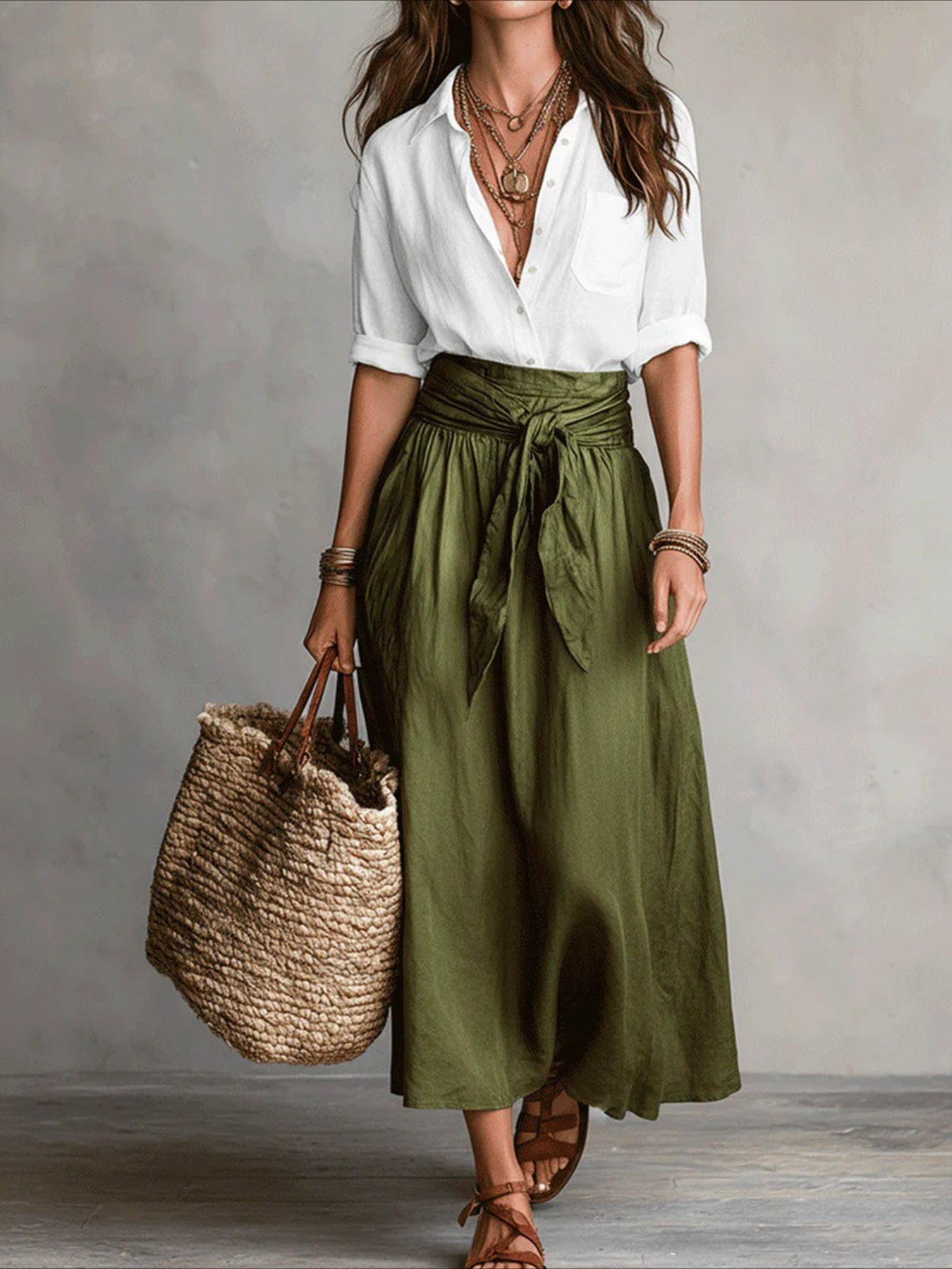 2pcs Color-blocking Casual Fashion Half Length Skirt And Shirt 2pcs Set