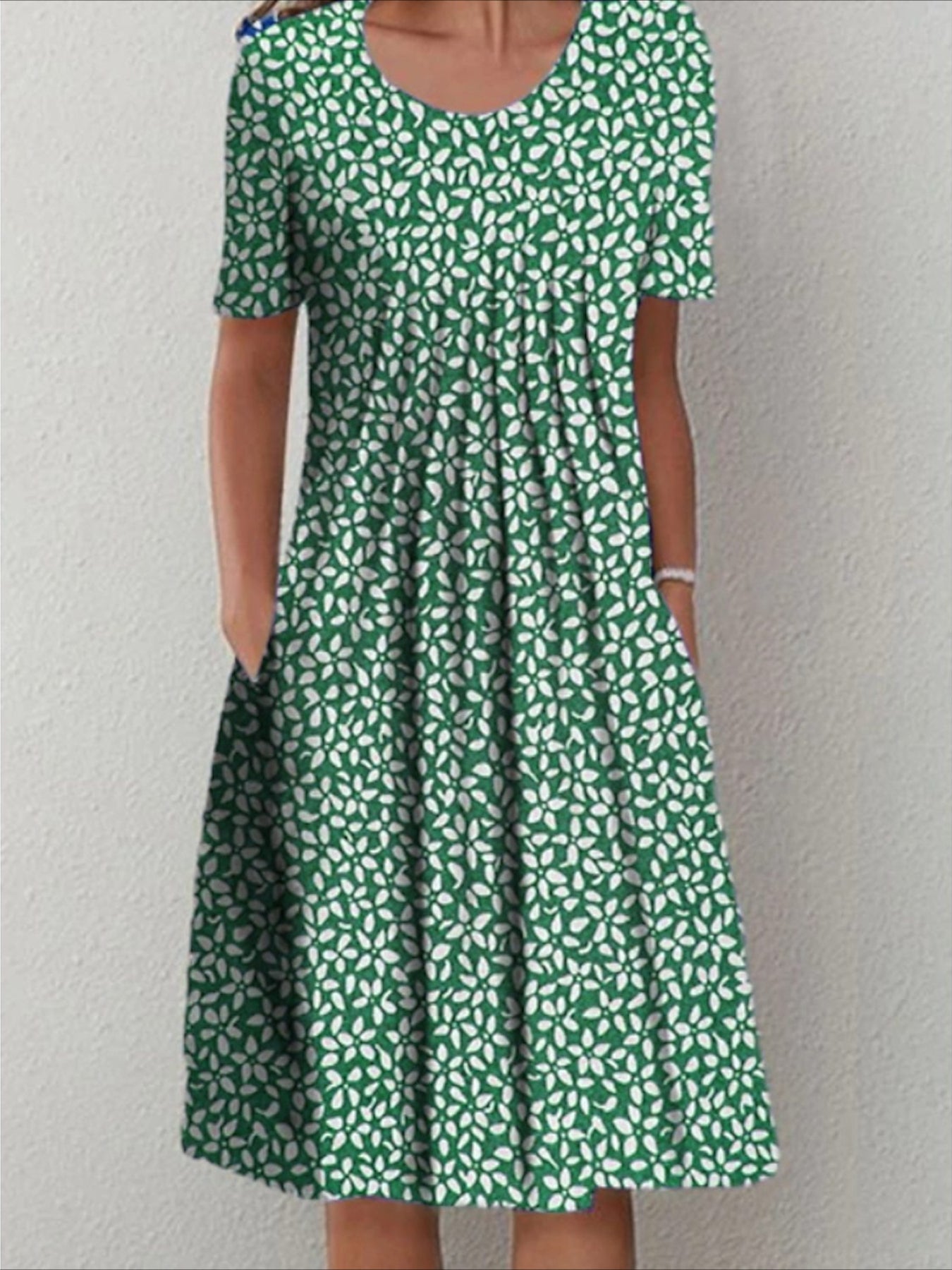 Casual Vacation Commute Floral Print Round Neck Short Sleeve Dress
