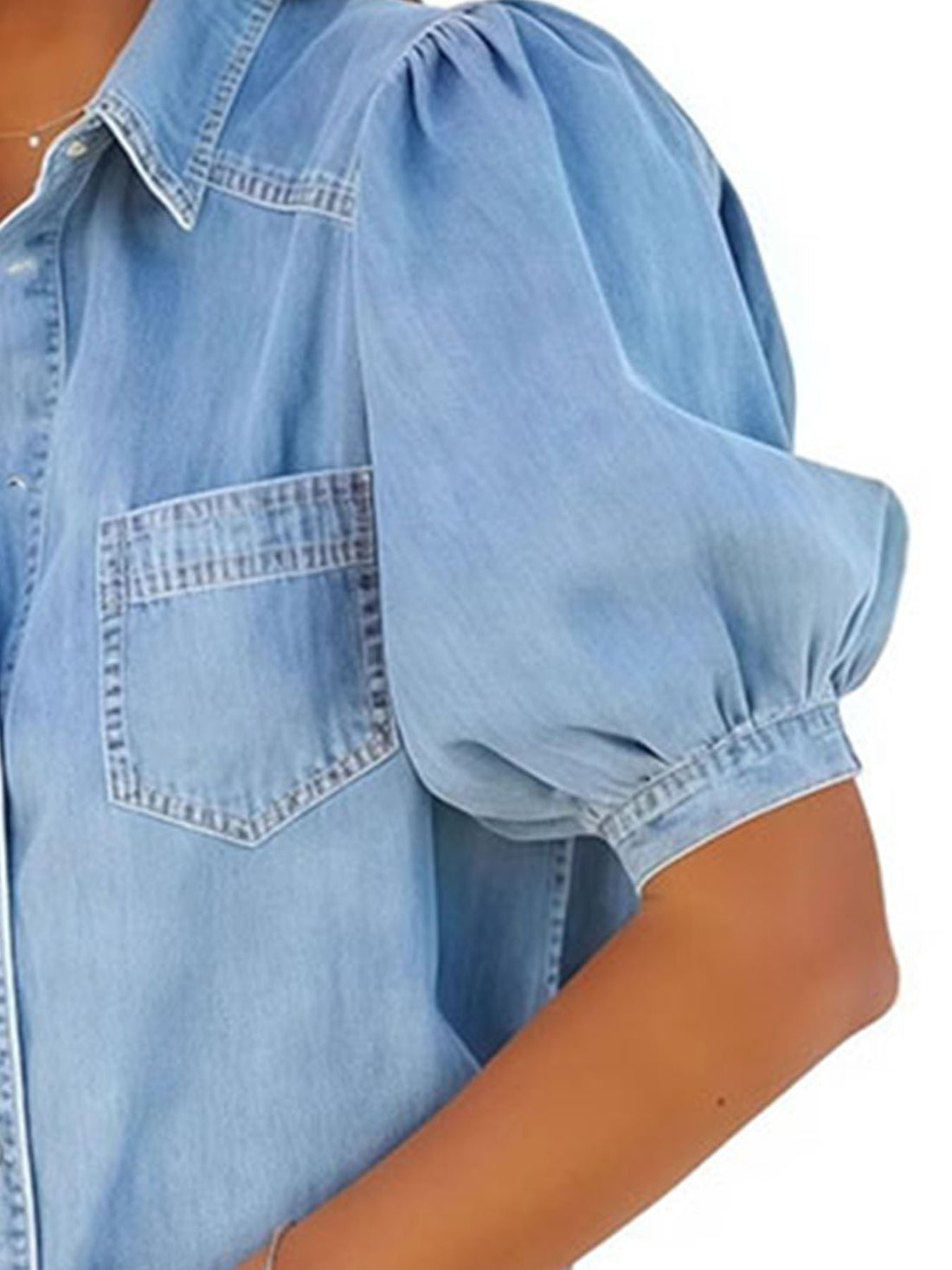 Short Sleeve Denim-Look Casual Shirt