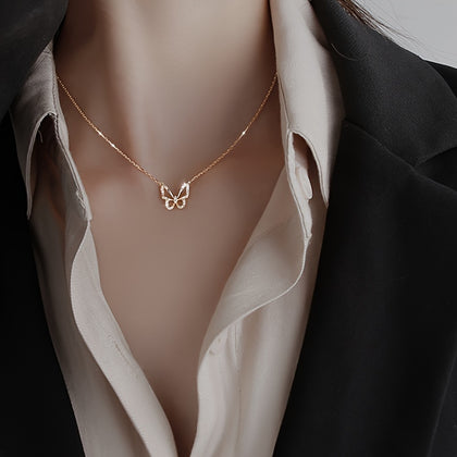 Free Gift 1pc Mini Hollow Out Butterfly Pendant Thin Chain Necklace Elegant Neck Jewelry (Copy)