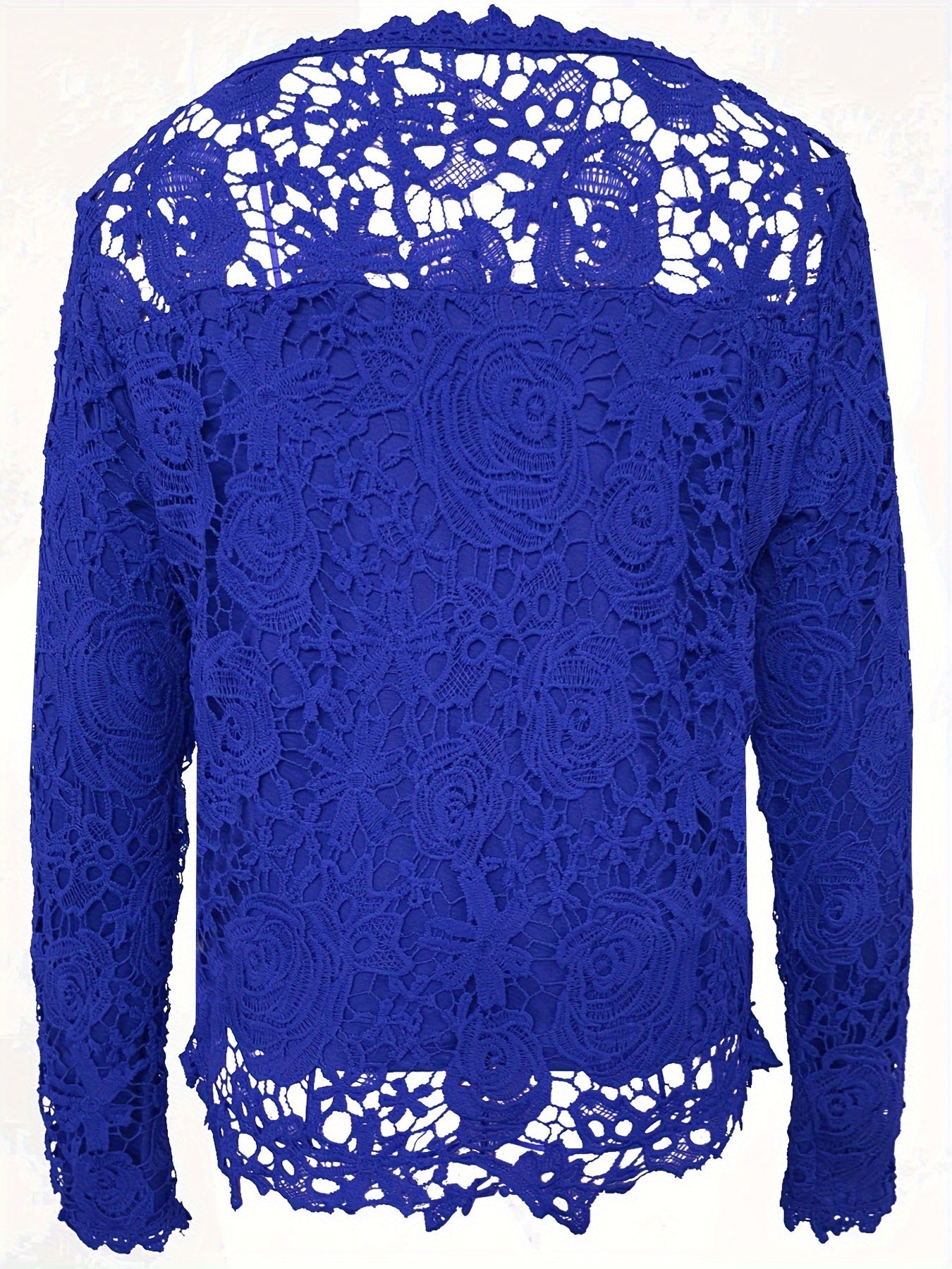 Solid Square Neck Lace T-Shirt, Casual Long Sleeve T-Shirt