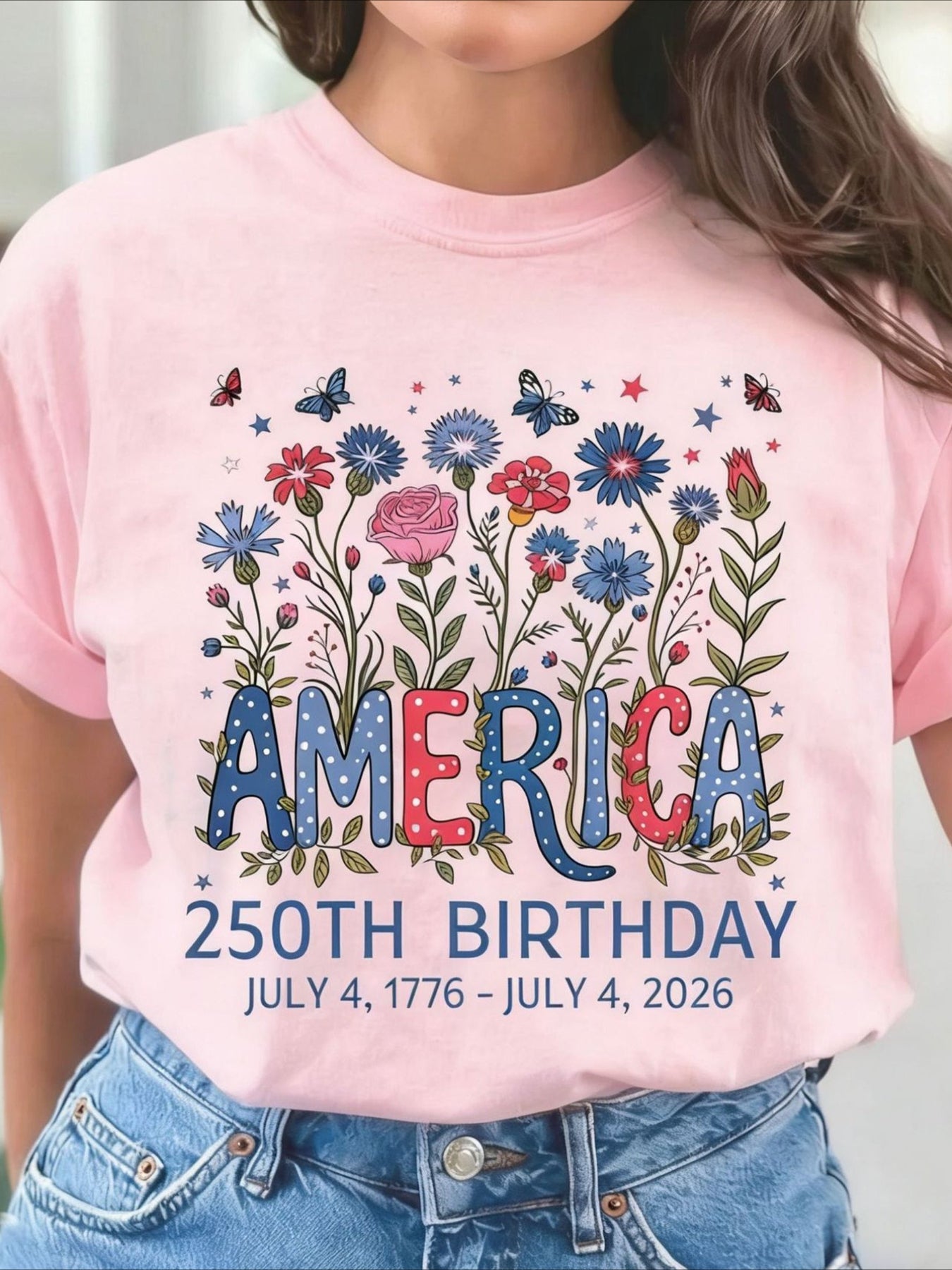 Vintage Floral Crew Neck Short Sleeve T-shirt
