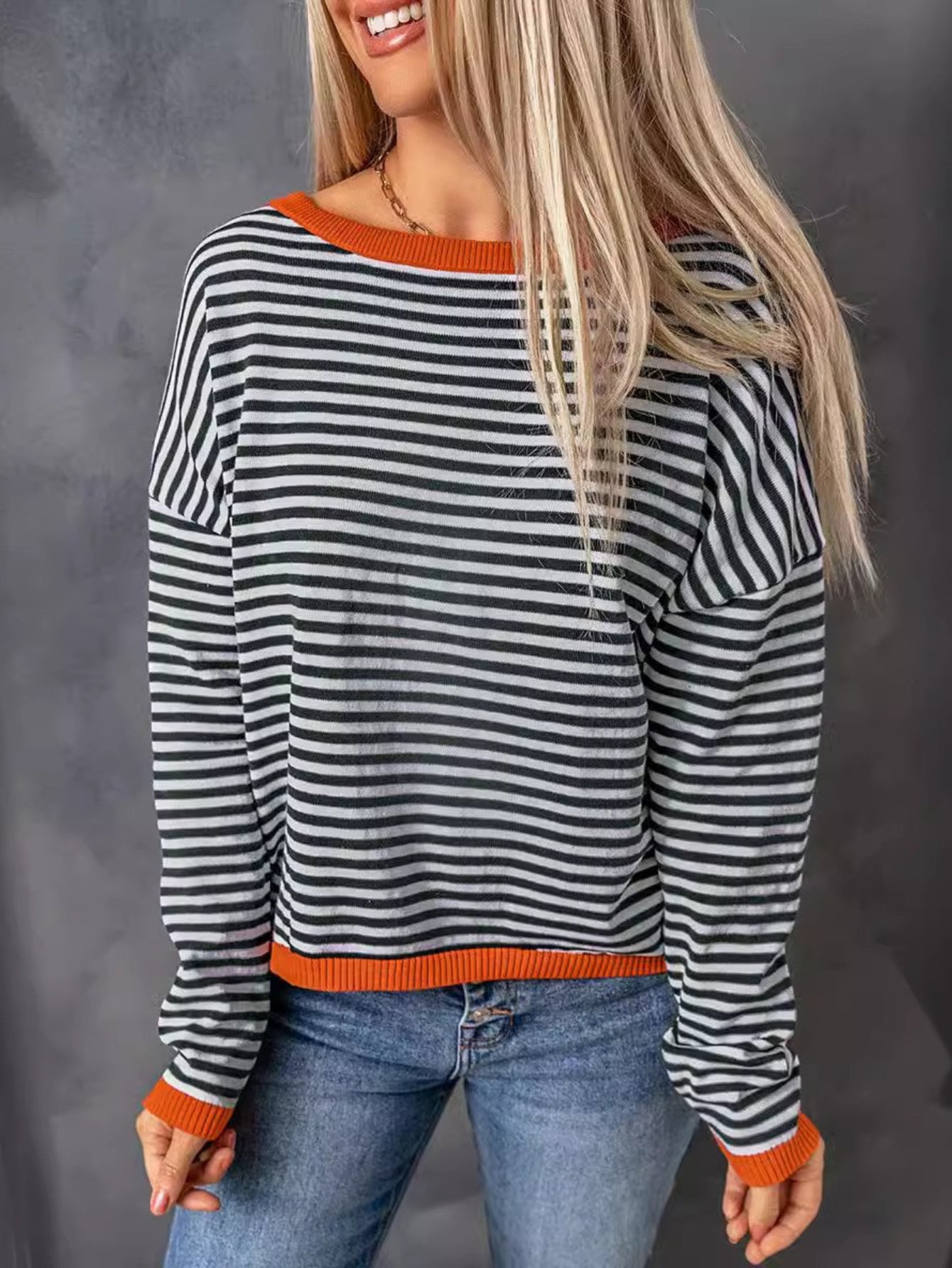 Casual Crew Neck Knit Pullover Sweater - Soft, Cozy, Cotton Fabric, Perfect for Daily Wear