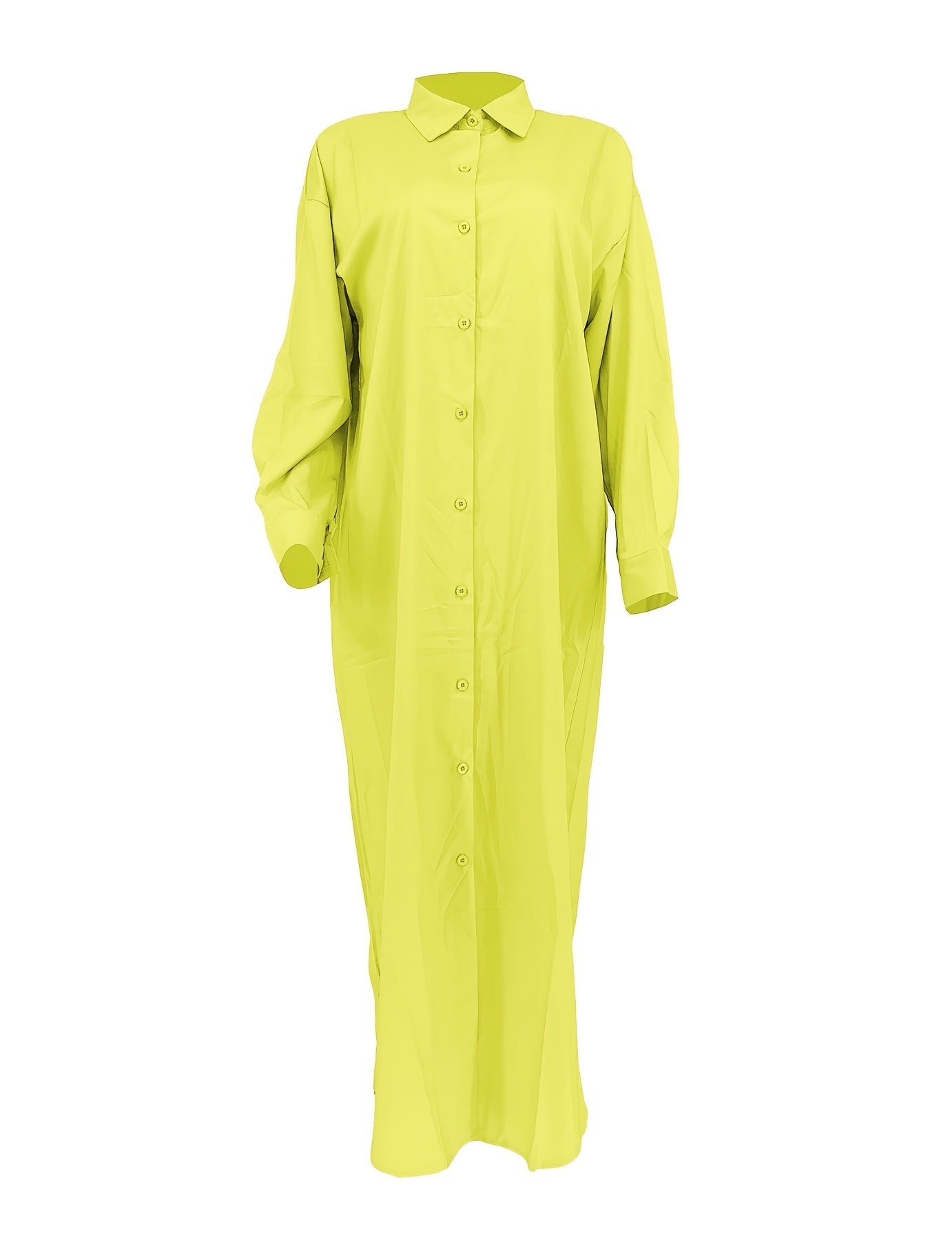 Longline Button Front Shirt, Casual Long Sleeve Shirt