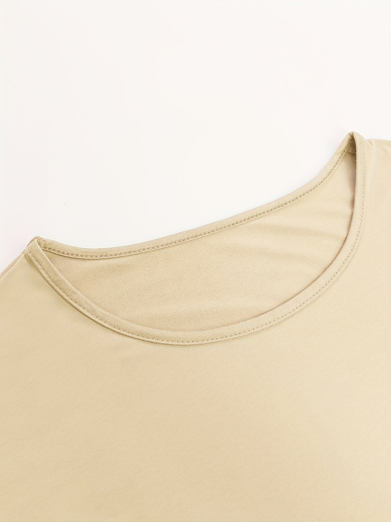 Fringe Hem Solid  T-Shirt, Crew Neck Short Sleeve T-Shirt