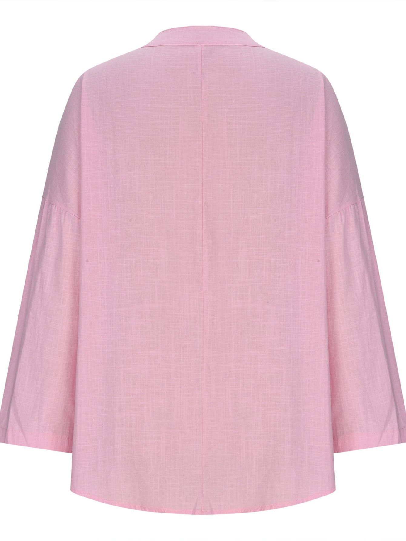 Solid Color Notched Neck Blouse, Elegant Long Sleeve Blouse