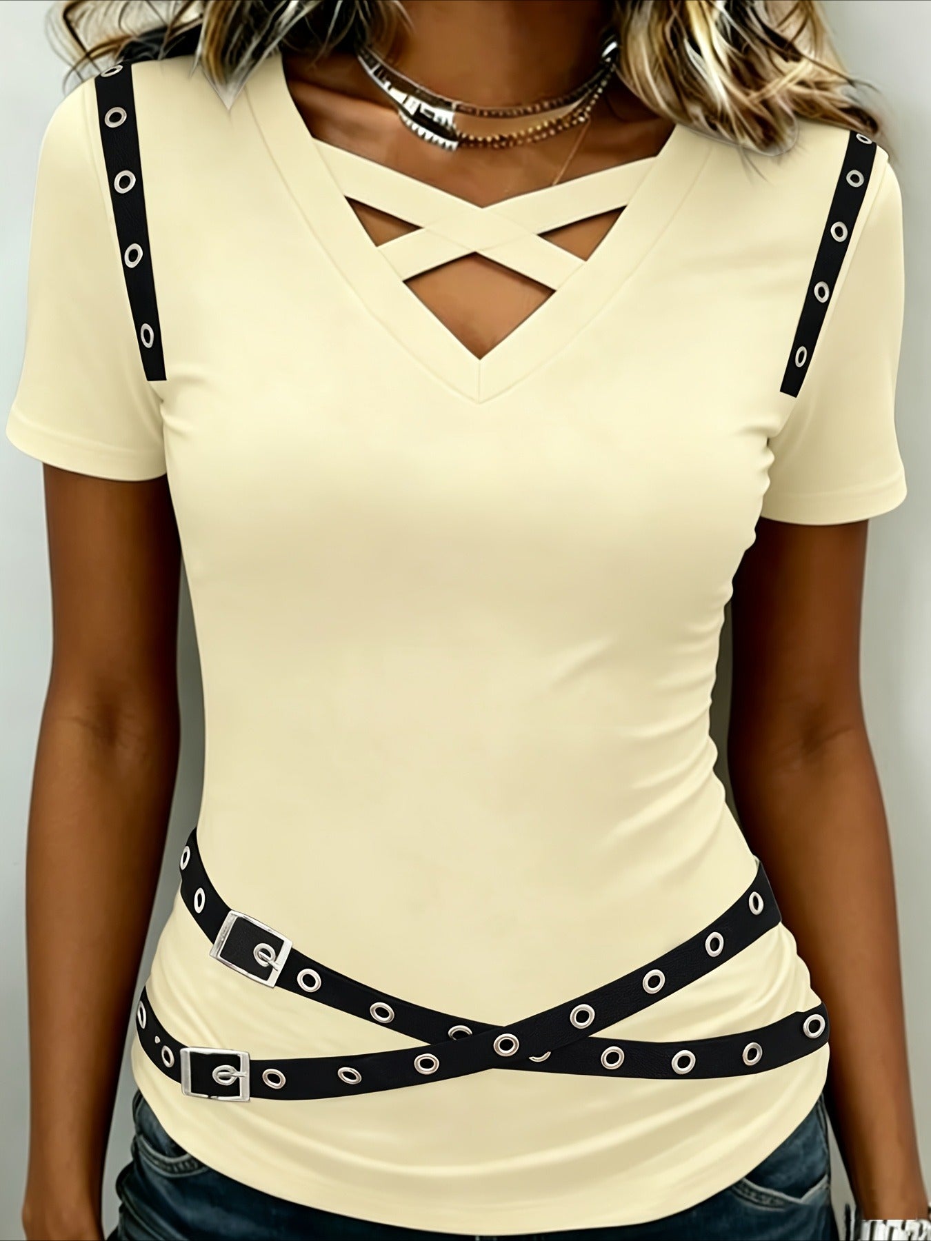 Fashionable Casual Gothic Short Sleeve Top