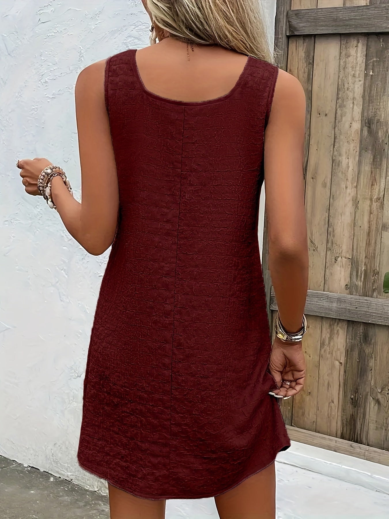 Loose Mini Tank Dress, Sleeveless Casual Dress