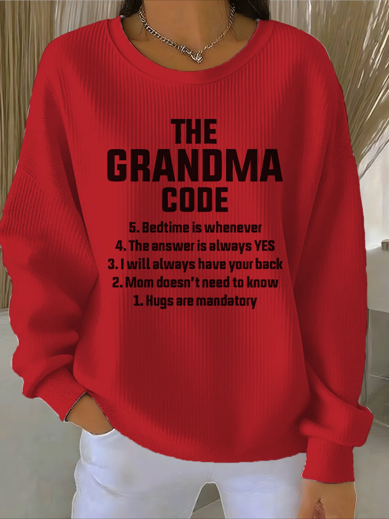 Text Printing Crew Neck Floral Long Sleeve Sweater Hoodie