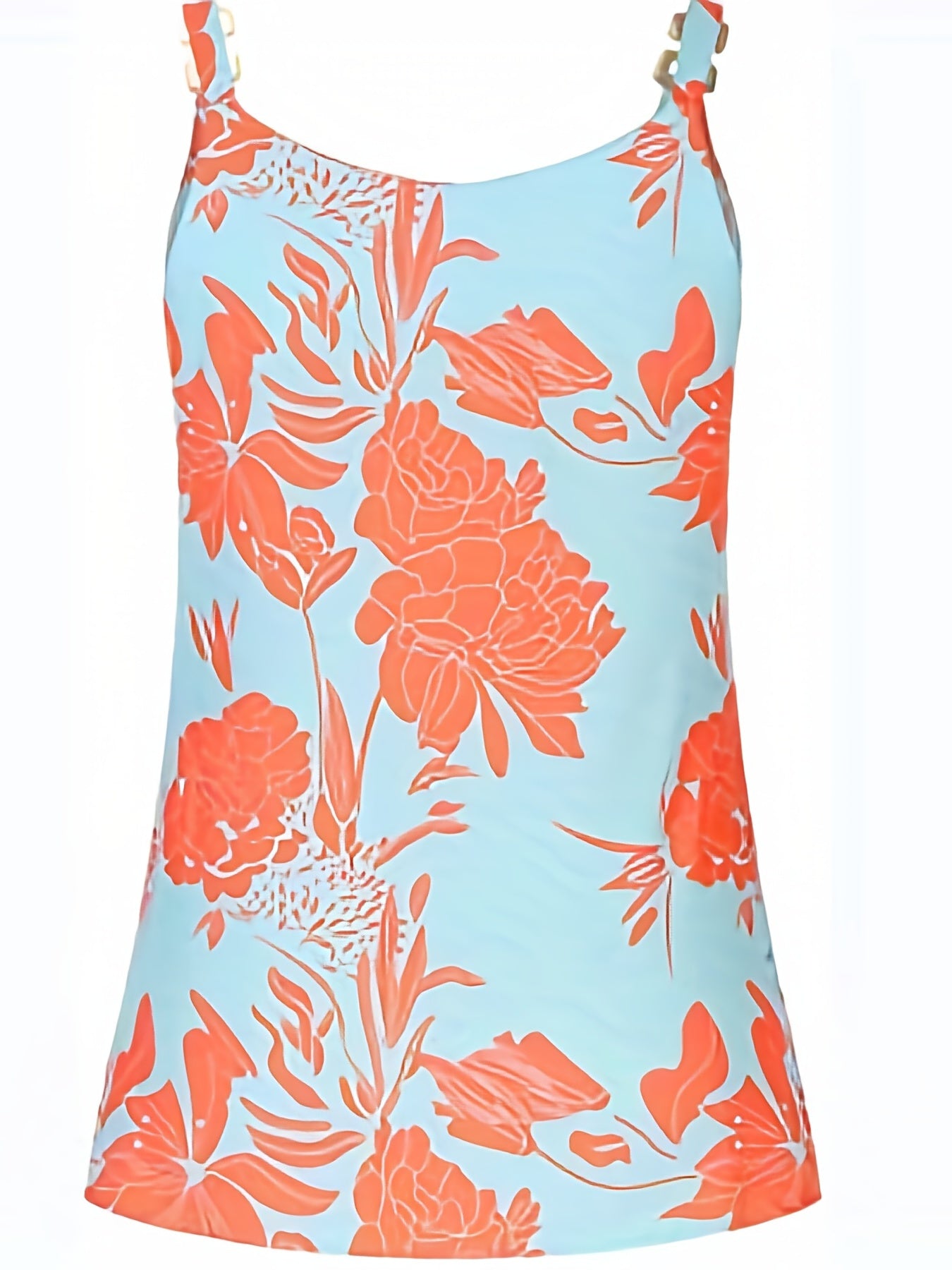Vintage Floral Print Vest, Casual V Neck Sleeveless Chain Tank Tops