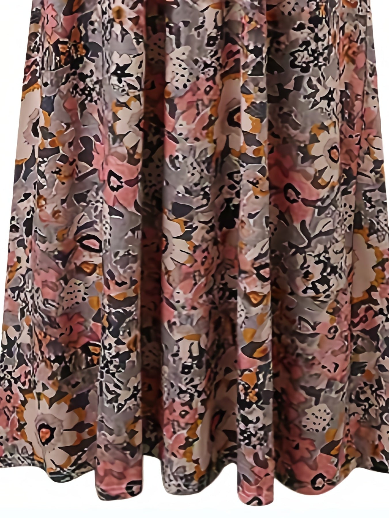 Floral Print Cold Shoulder Dress, Boho Casual V Neck Short Sleeve Ankle Dress