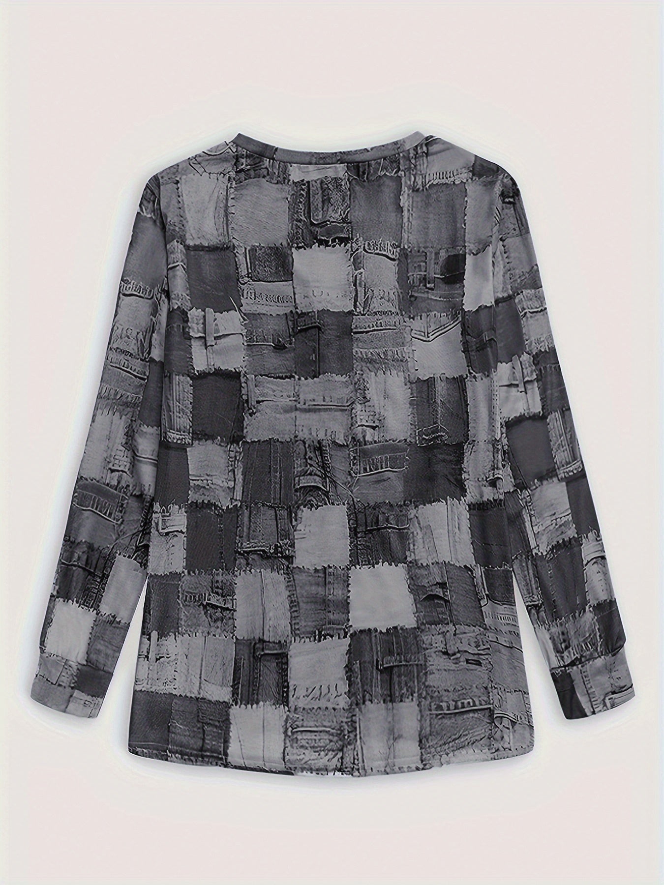 Patchwork Zipper T-shirt, Casual Crew Neck Long Sleeve Summer T-shirt