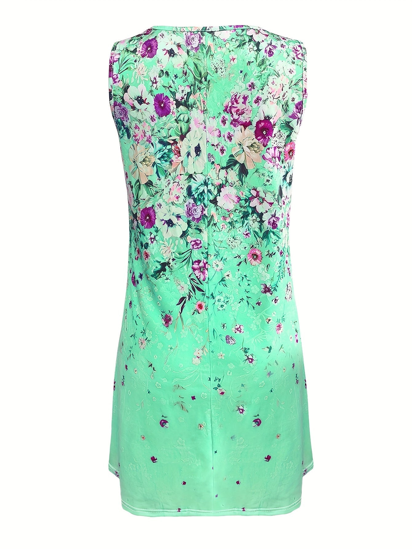 Women's Summer Floral Print Sleeveless V-Neck Dress