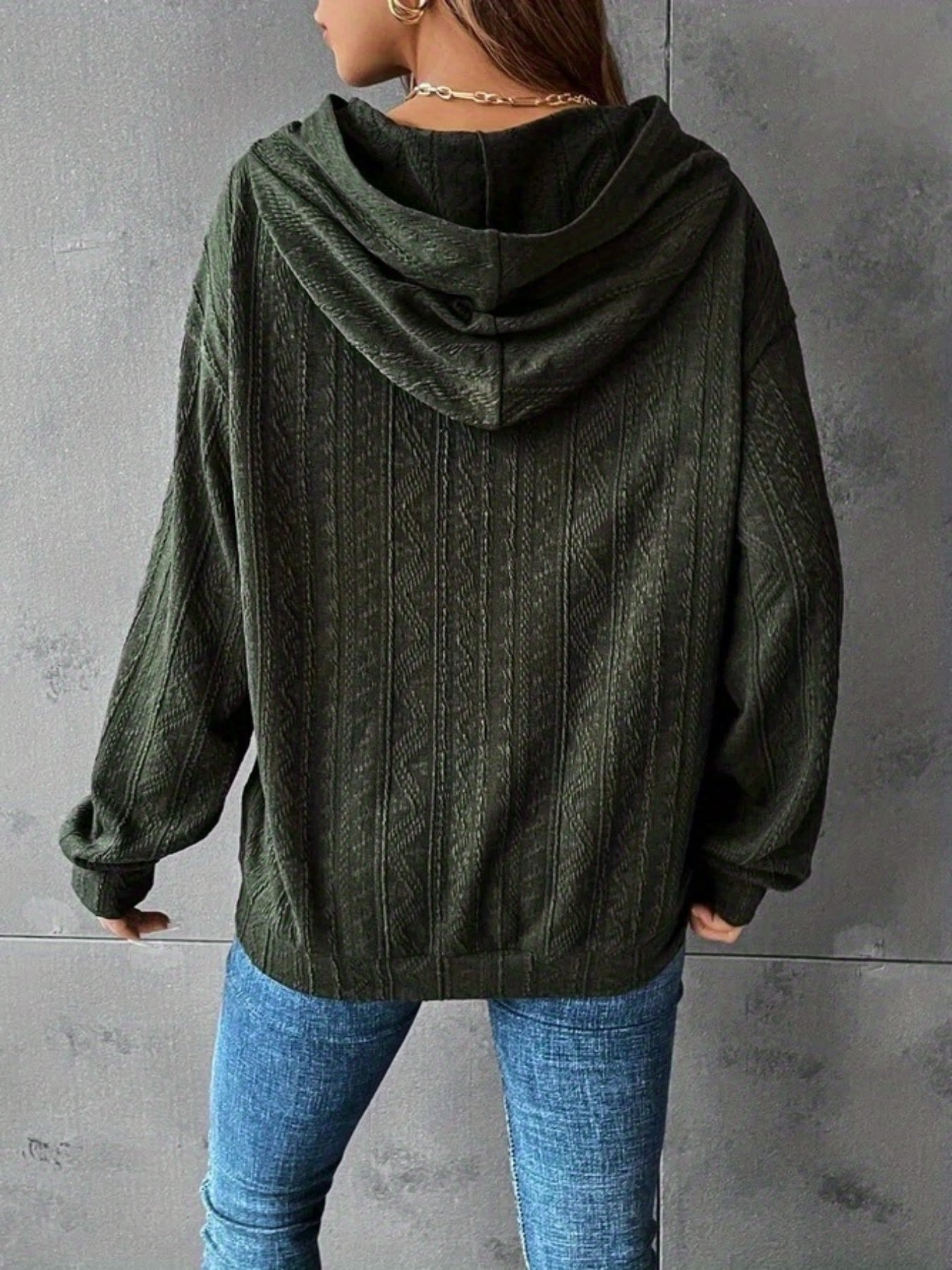 Solid Drop Shoulder Hoodie, Casual Long Sleeve Hoodies Sweatshirt