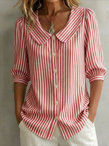 Short Sleeve Striped V-Neck T-Shirt