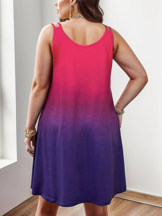 Gradient Print Tank Dress, Casual Sleeveless Dress