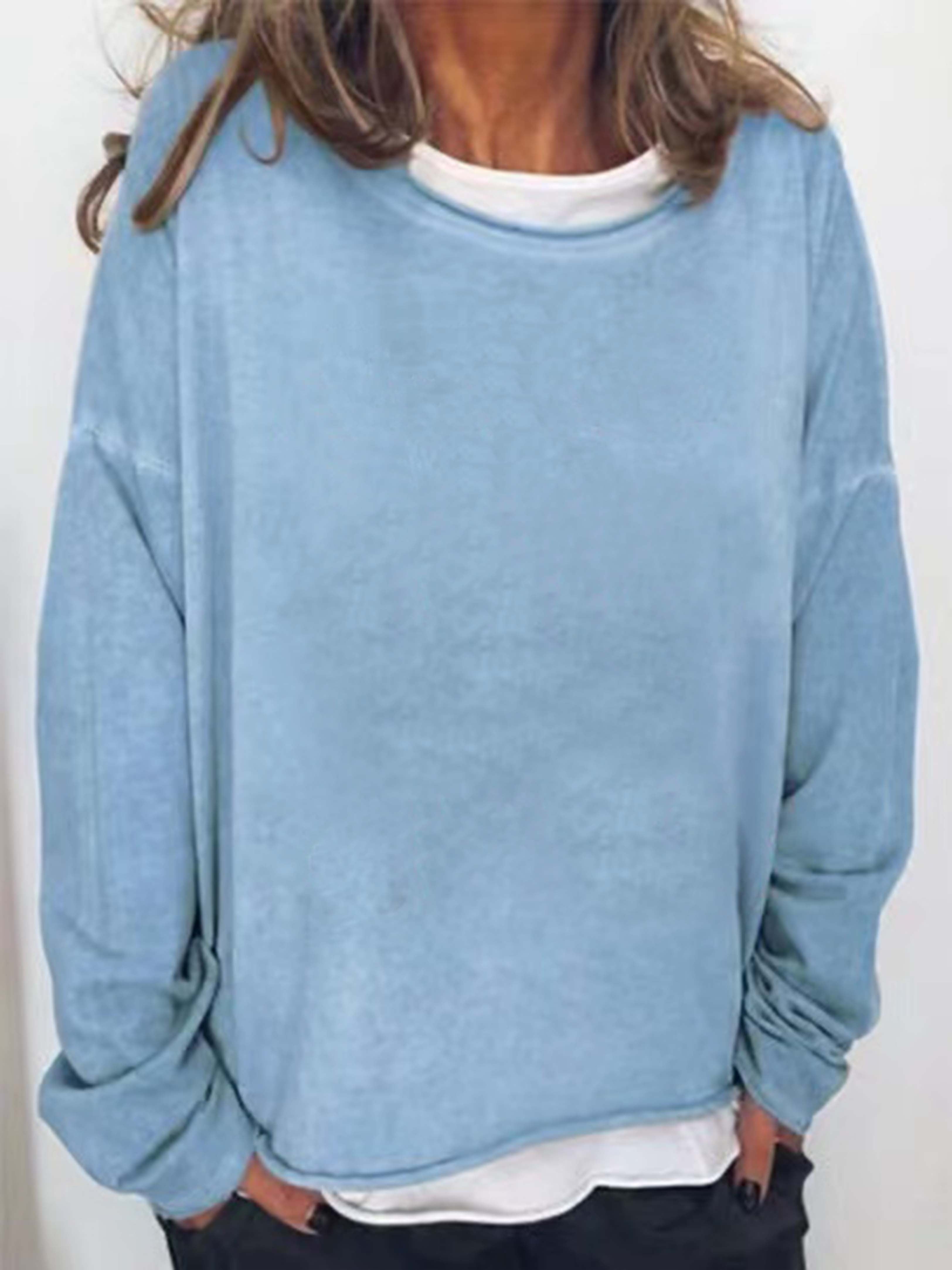 Solid Crew Neck Sweatshirt, Casual Long Sleeve Sweatshirt