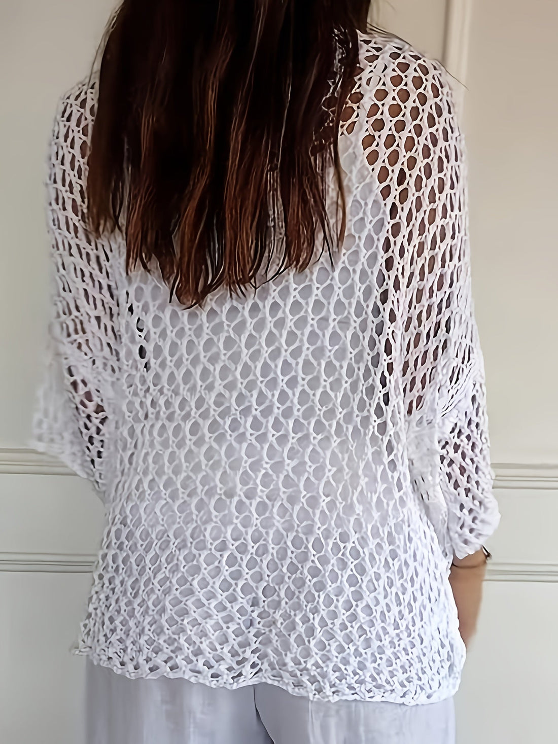 Loose Hollow Knit Star Cardigan Round Neck Sun Protection Shirt