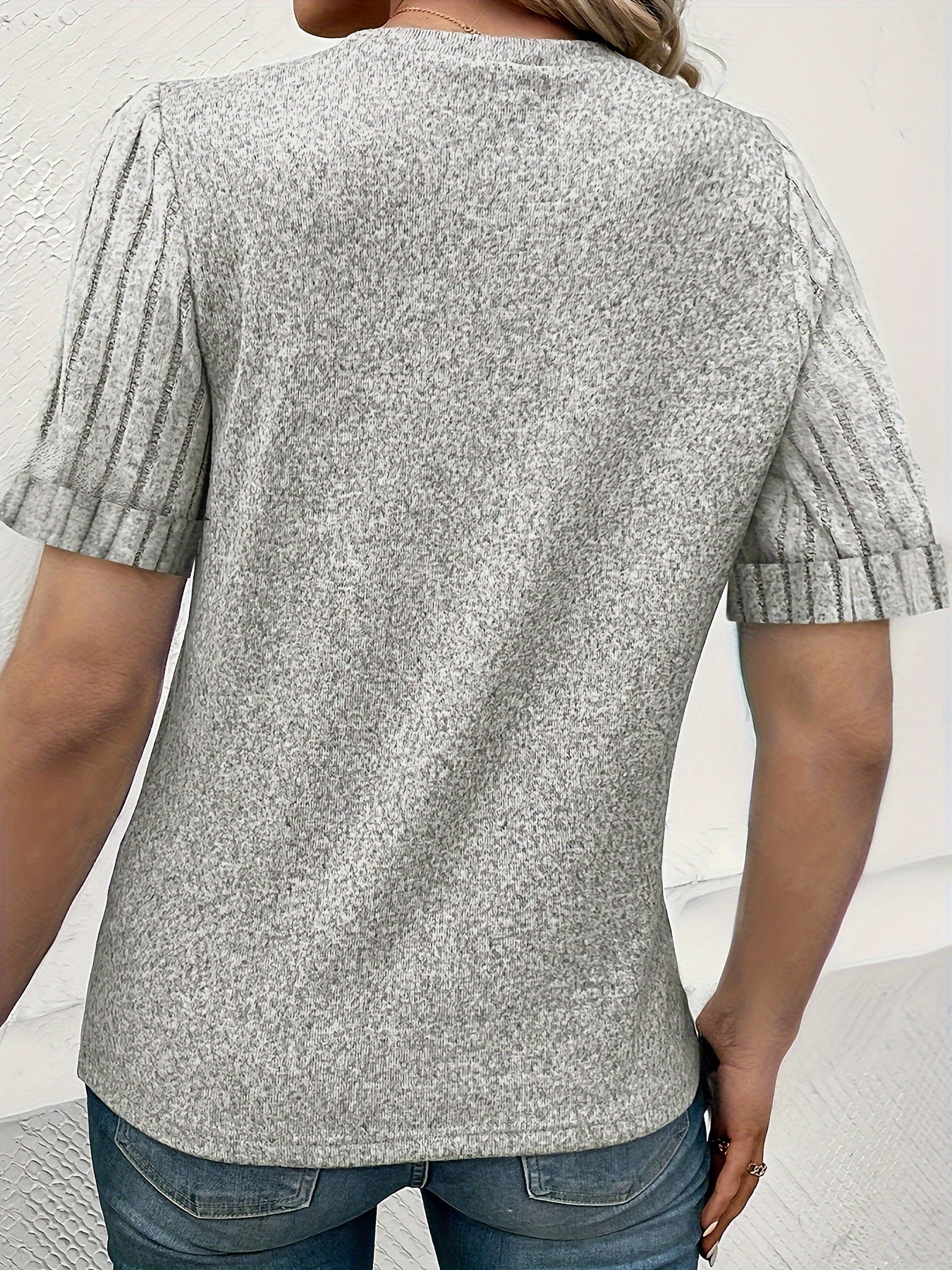 Solid Crew Neck T-shirt, Elegant Short Sleeve Top