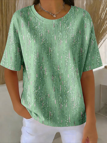 Regular Short Sleeve Round Neck Fit Casual Abstract T-Shirt