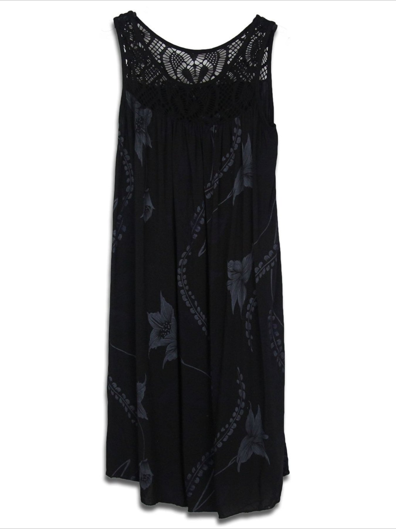 Floral Print Eyelet Embroidered Round Neck Mini Tank Dress