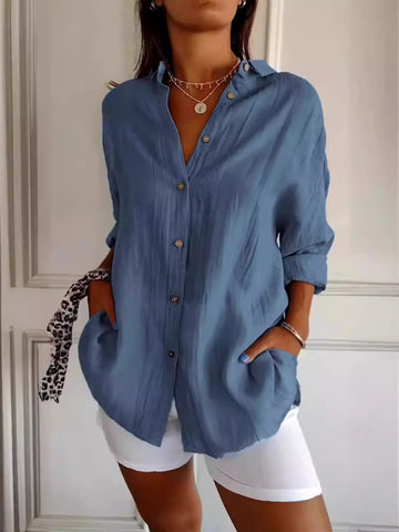 Women's Solid Color Long Sleeve Spring/Fall Collar Daily Going Out Casual Top