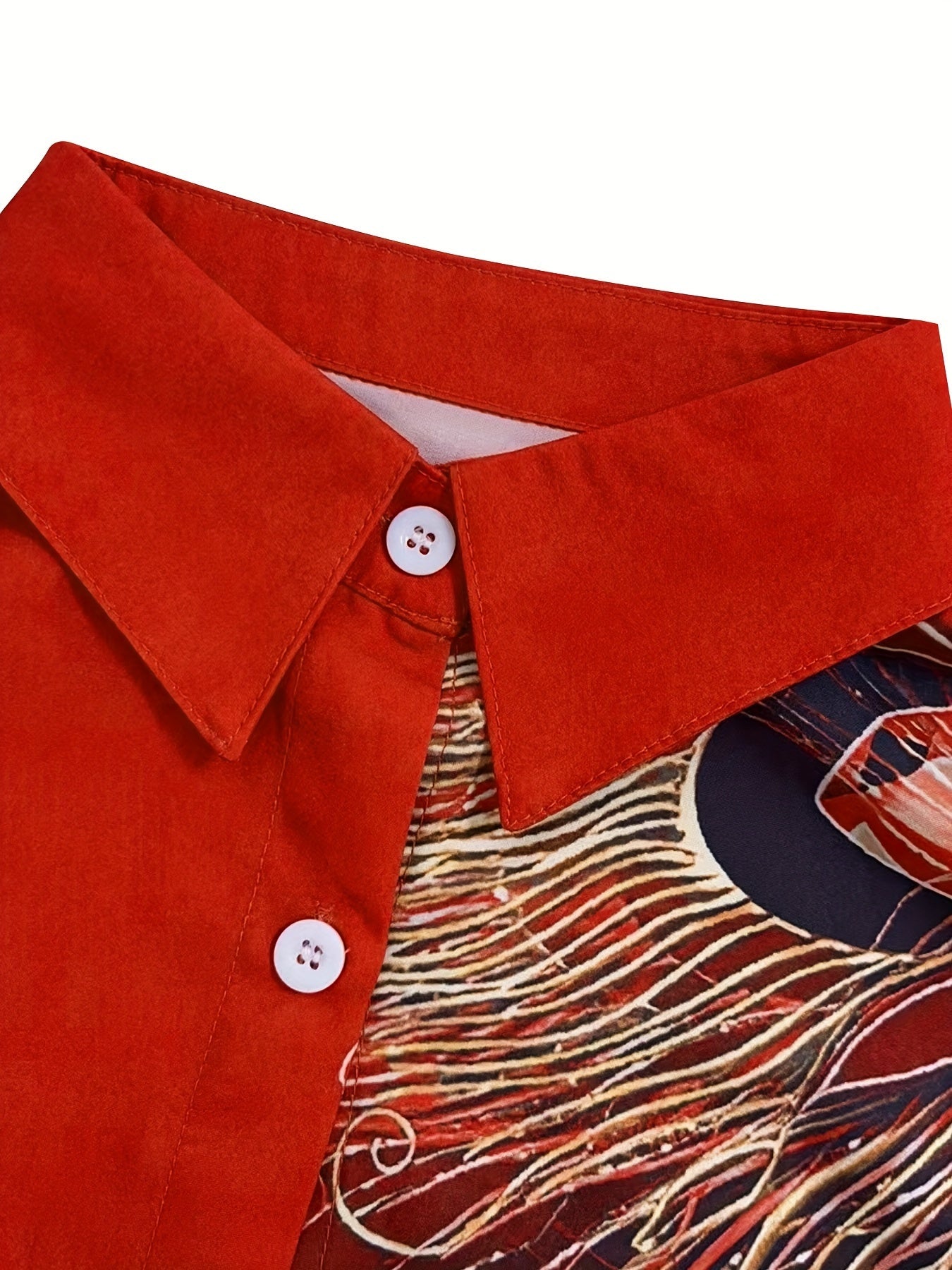Peacock Feather Print Shirt, Long Sleeve Button Up Casual Top