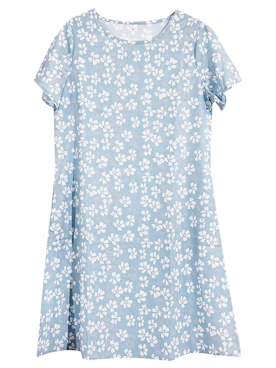 Floral Graphic Short Sleeve V Neck Mini Dress