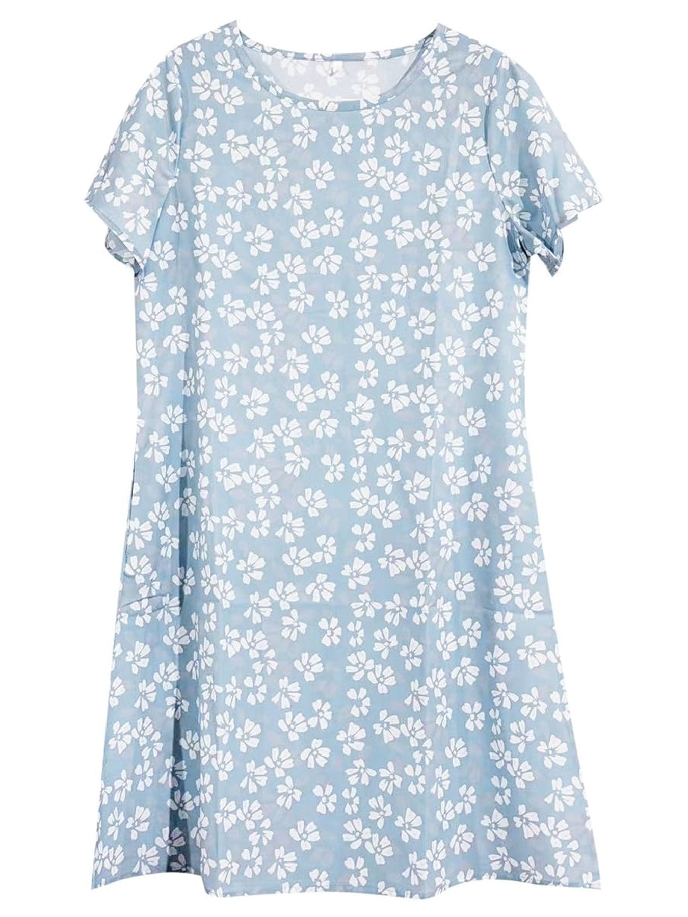 Floral Graphic Short Sleeve V Neck Mini Dress