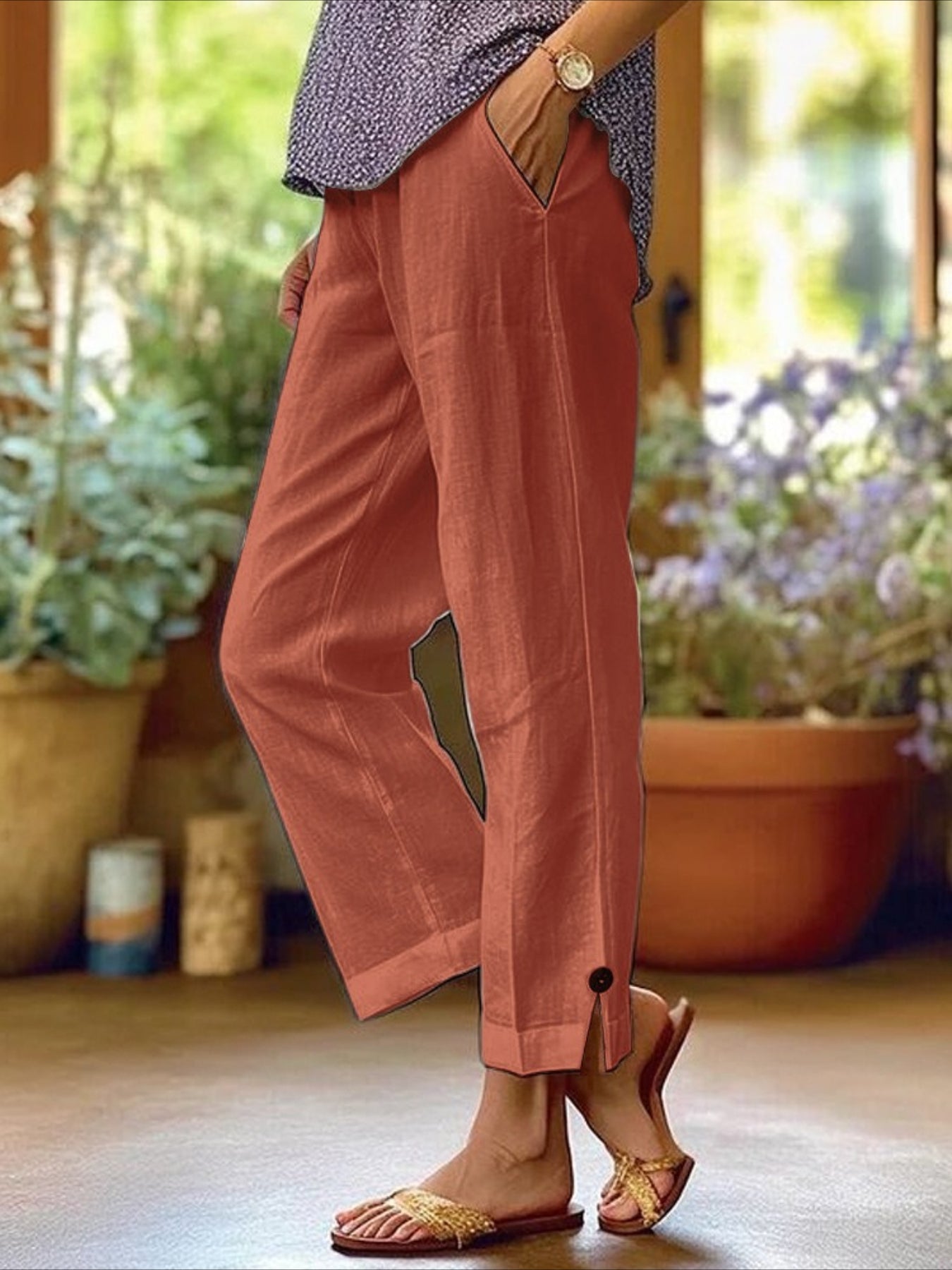 Elastic Waist H-Line Harem Pants Daily Going Out Pants