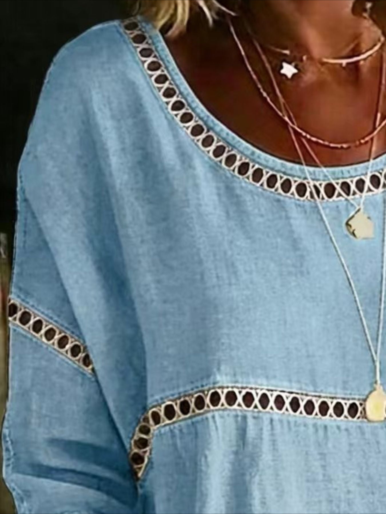 Printed Mid Sleeve Pleated Round Neck Top