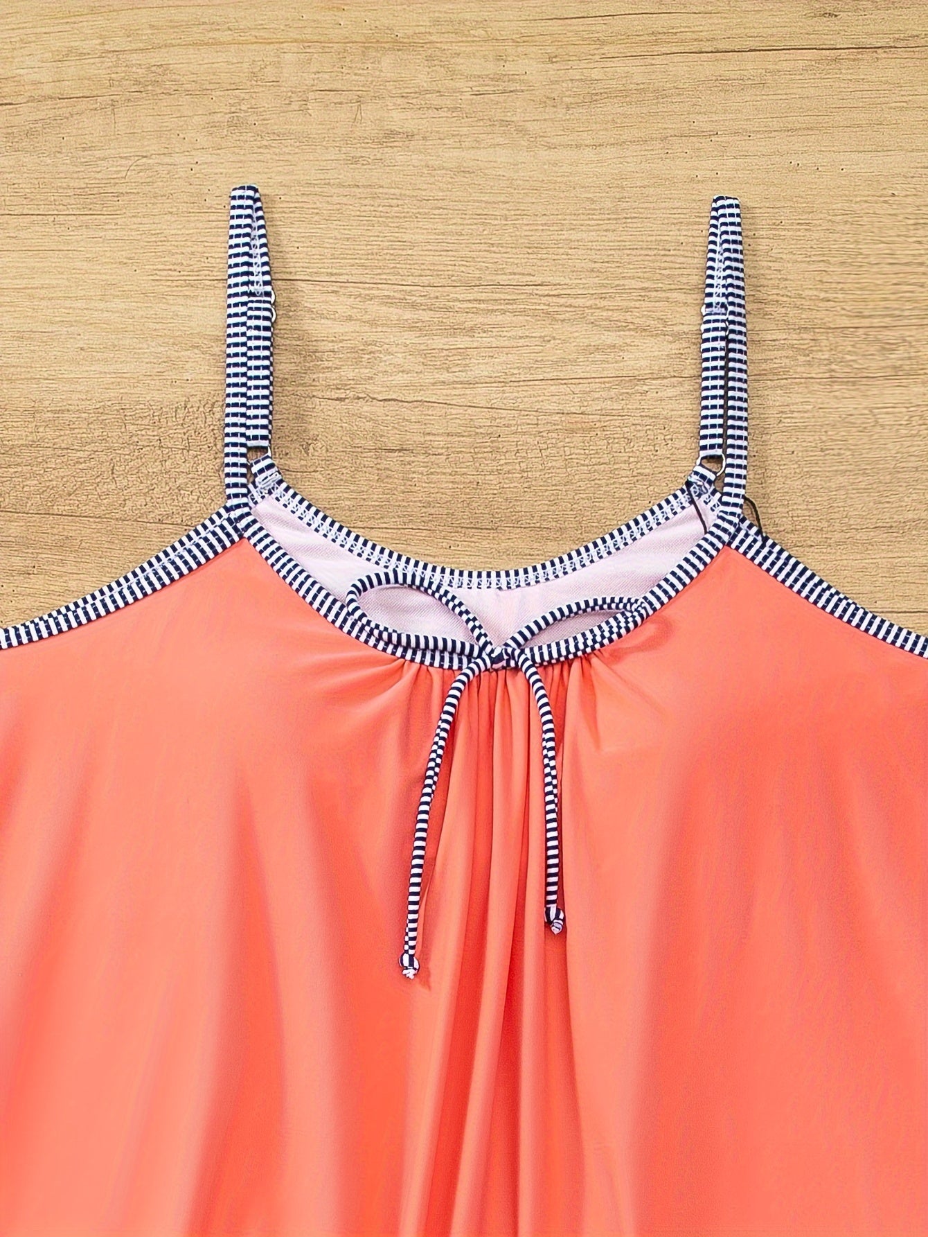 Women's Striped Spaghetti Strap Tankini Swimsuit Set, Two-Piece Swimwear With Boxer Short Bottom, Beachwear