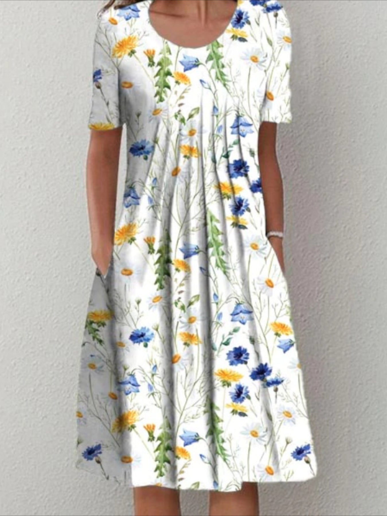 Casual Vacation Commute Floral Print Round Neck Short Sleeve Dress