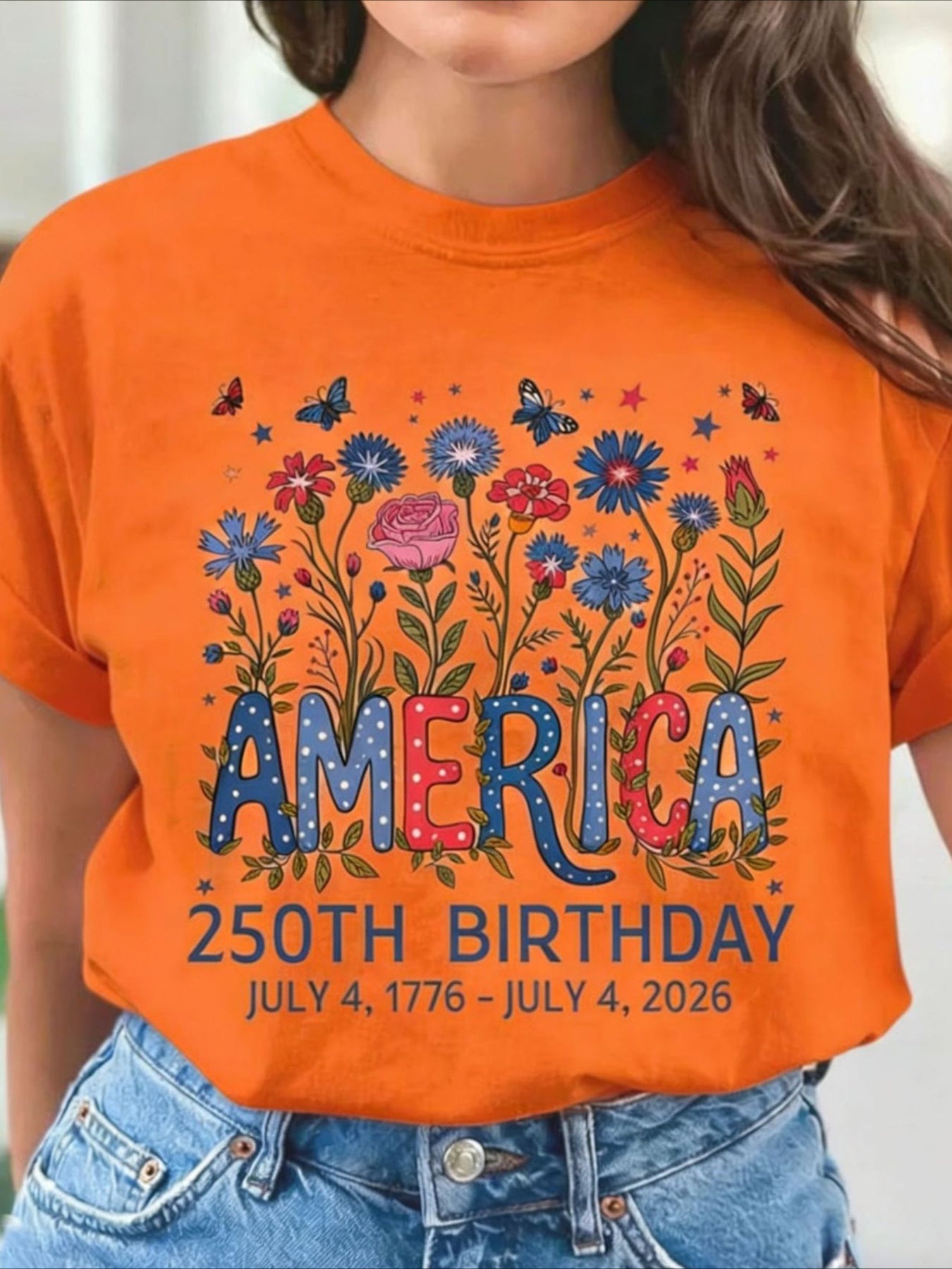 Vintage Floral Crew Neck Short Sleeve T-shirt