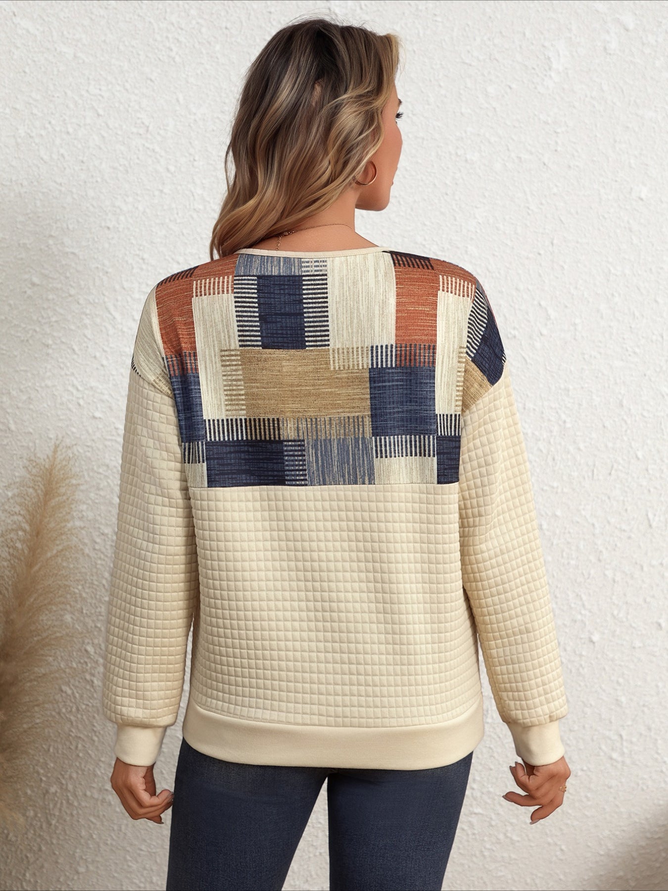 Geometric Crew Neck Printing Vintage Spring/Fall Long Sleeve Sweatshirt