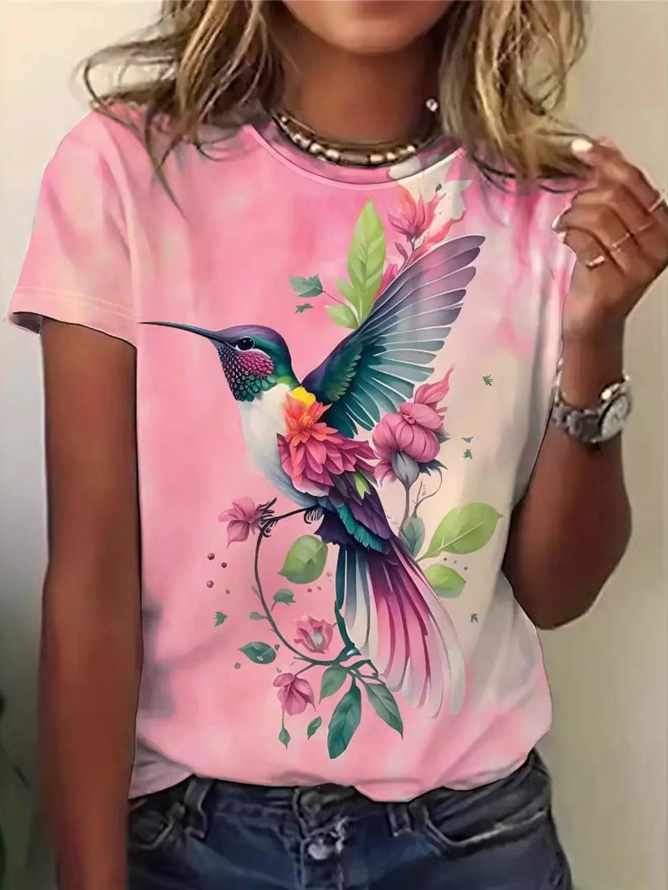 Women's Sweetheart 3D Print Fashion Tee - Soft Polyester & Spandex Blend
