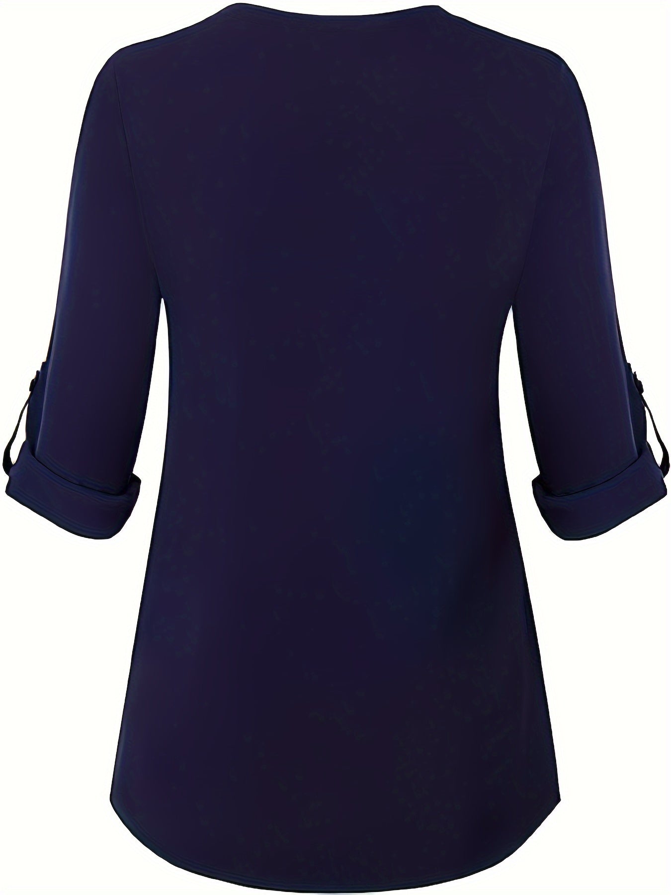 Solid Simple Blouse, Casual V Neck Long Sleeve Blouse