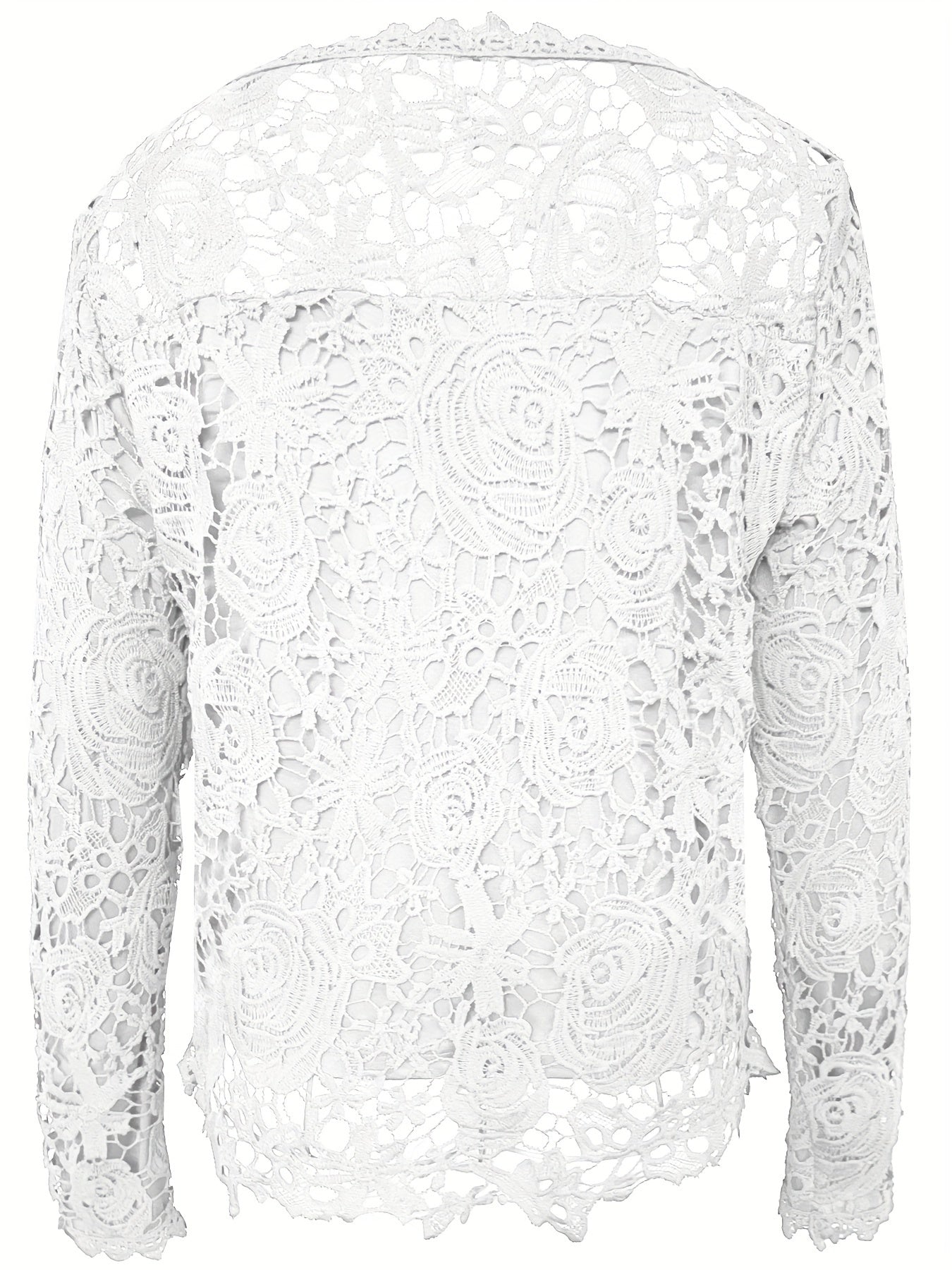 Solid Square Neck Lace T-Shirt, Casual Long Sleeve T-Shirt