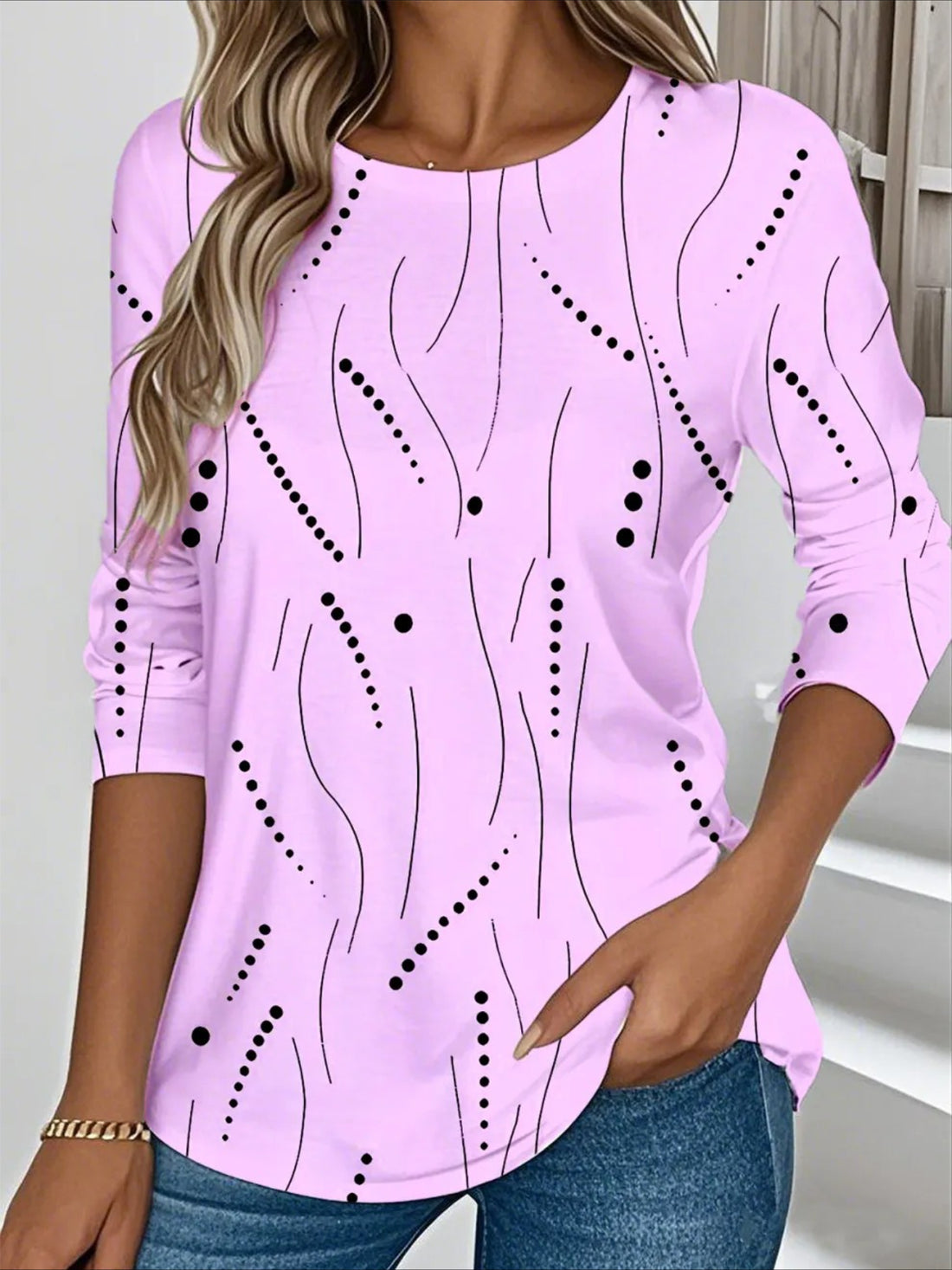 Casual Striped Crew Neck Long Sleeve T-shirt