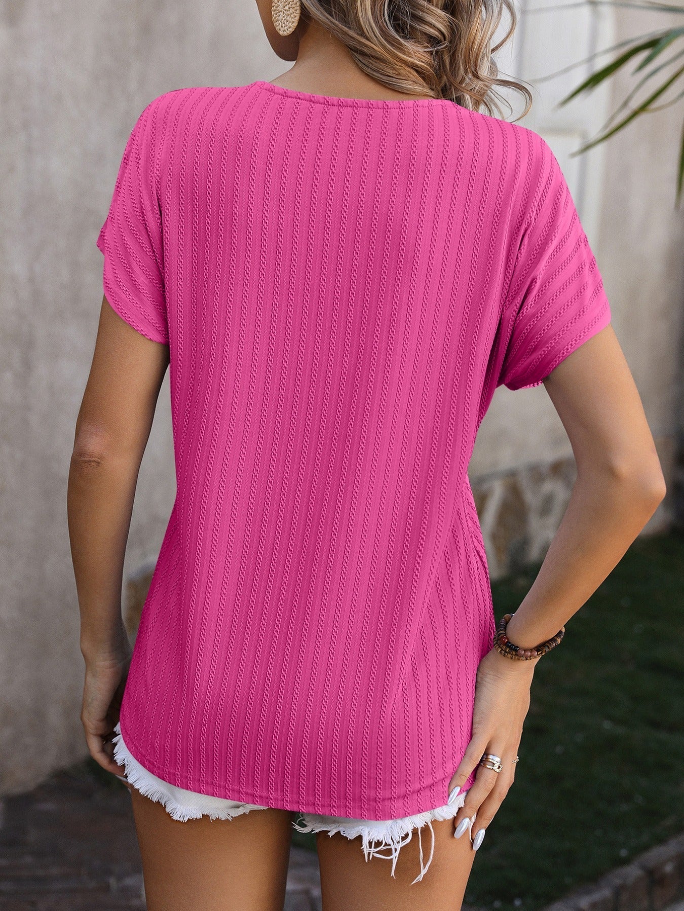 Casual V Neck Short Sleeve Loose T-Shirts