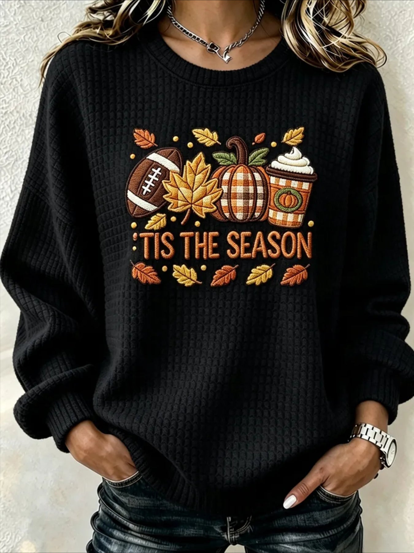 'TIS THE SEASON Casual Crew Neck Halloween Regular Fit Sweatshirt